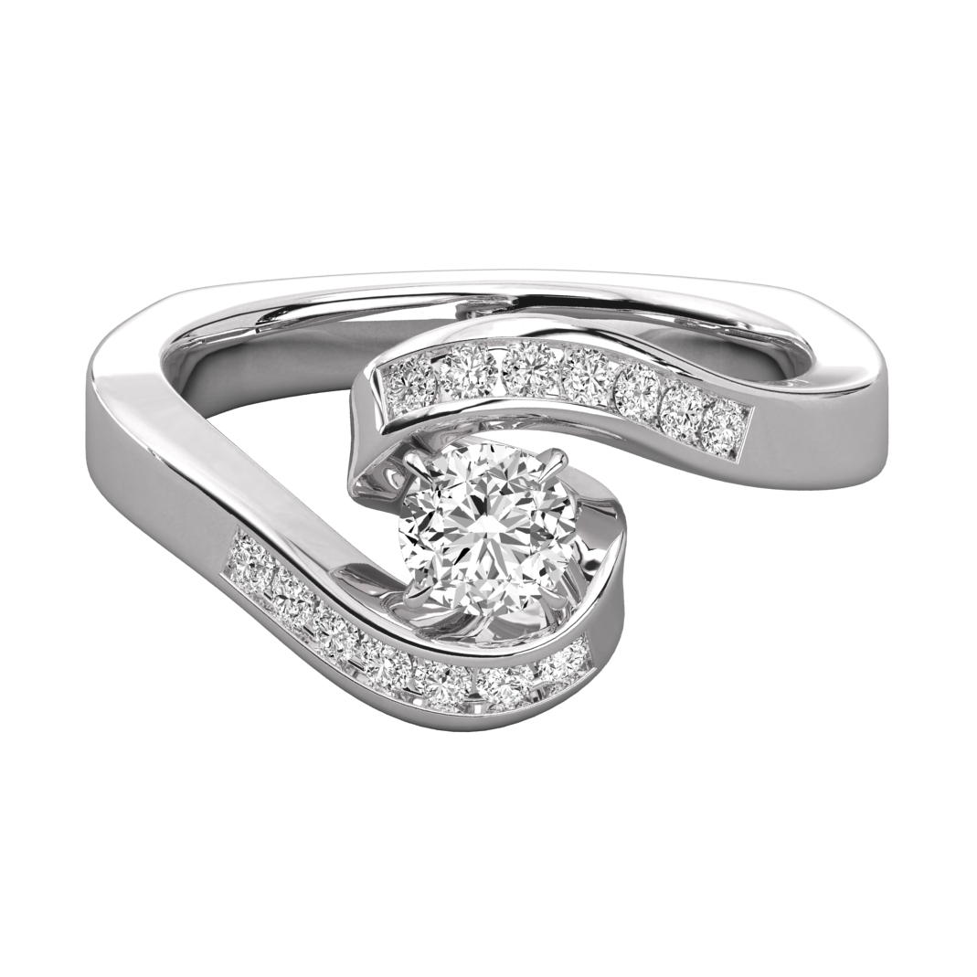 Keeva Jewels Round Diamond Twisted Shank Channel Set Solitaire Ring - KJR5130