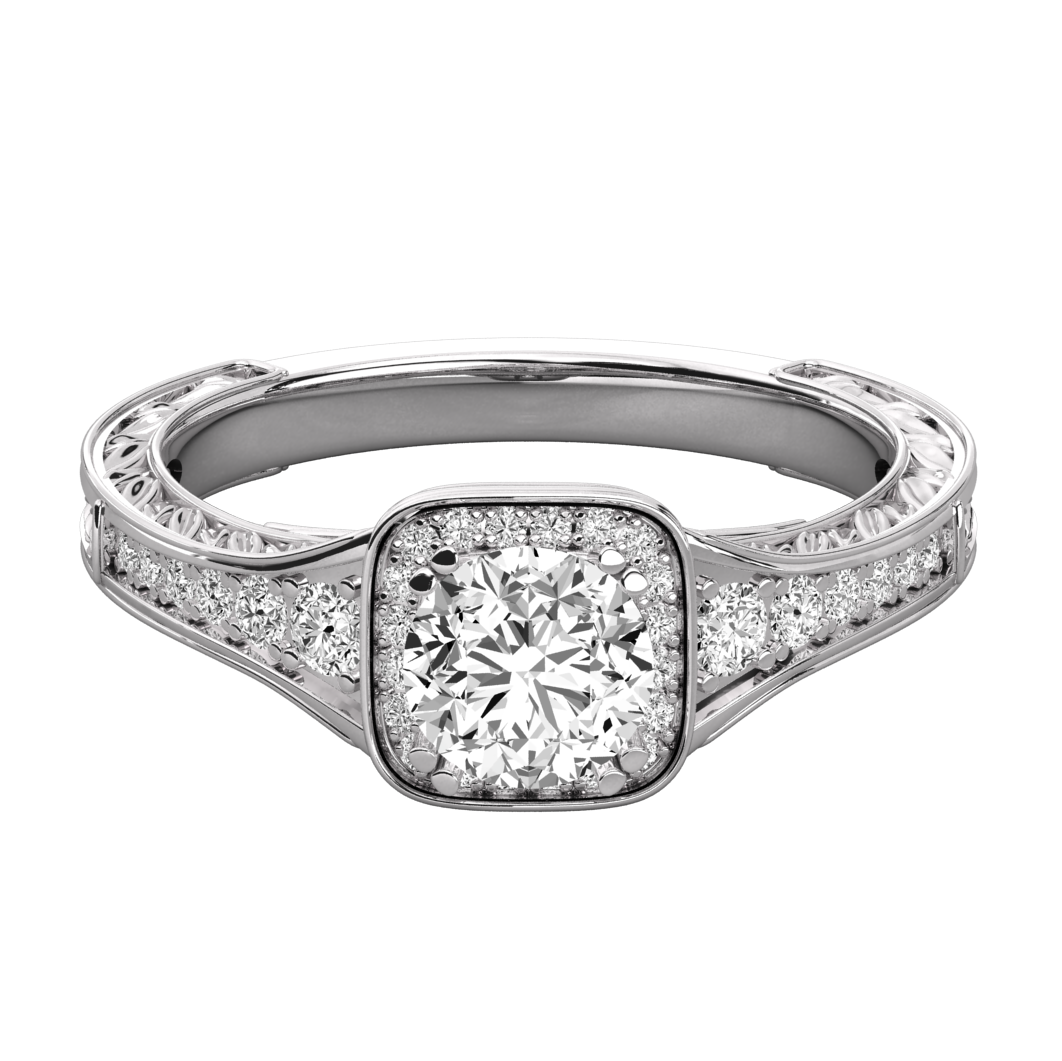 Keeva Jewels Round Diamond Prong Set Square Halo Engagement Ring - KJR5099