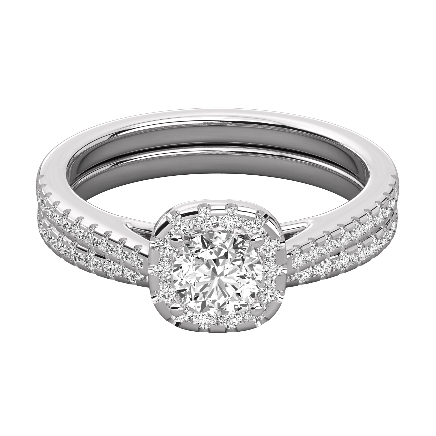 Keeva Jewels Round Diamond Two Shank Halo Engagement Ring -KJR5196