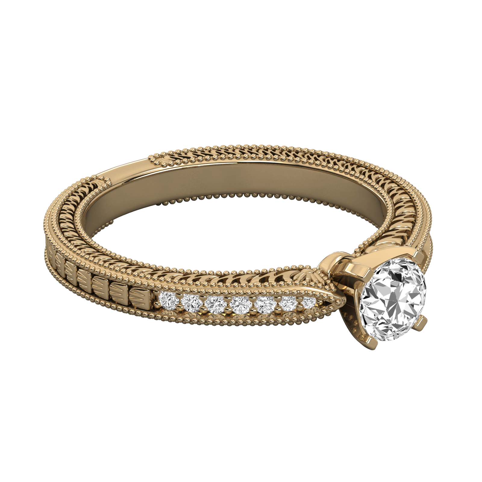 Keeva Jewels Round Cut Diamond Edwardian Style Engagement Ring - KJR5068