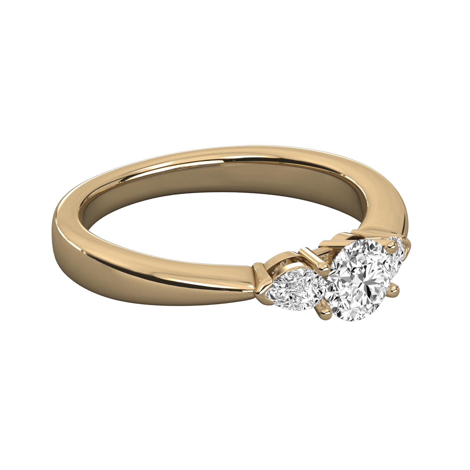 Keeva Jewels Round And Pear Cut Diamond 3 Stone Wedding Band - KJR5055