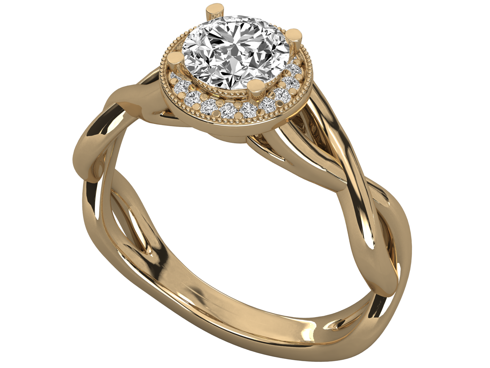 Keeva Jewels Round Diamond Twisted Shank Halo Engagement Ring - KJR5103