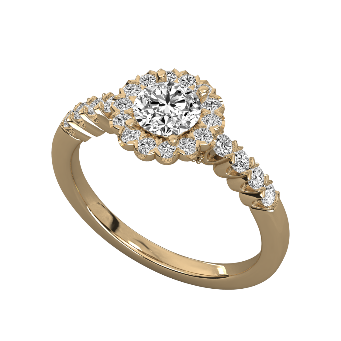 Keeva Jewels Round Diamond V Shape Prong Halo Engagement Ring - KJR5096