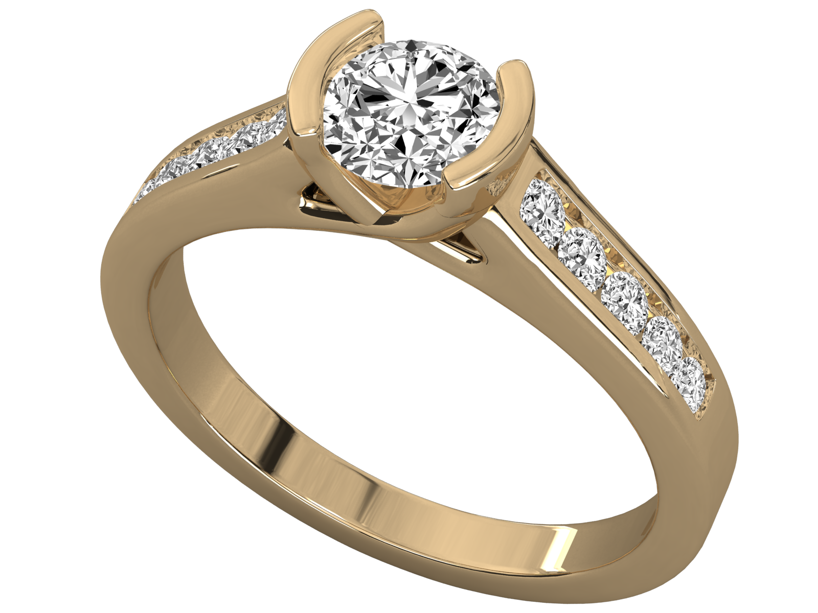 Keeva Jewels Round Diamond half Round Colet Designer Solitaire Ring - KJR5169