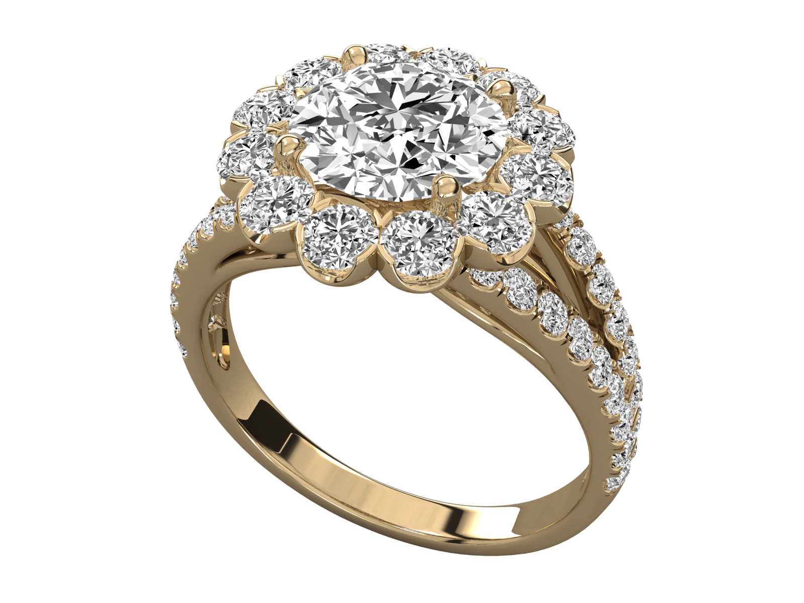 Keeva Jewels Round Diamond Flower Halo Engagement Ring -KJR5228