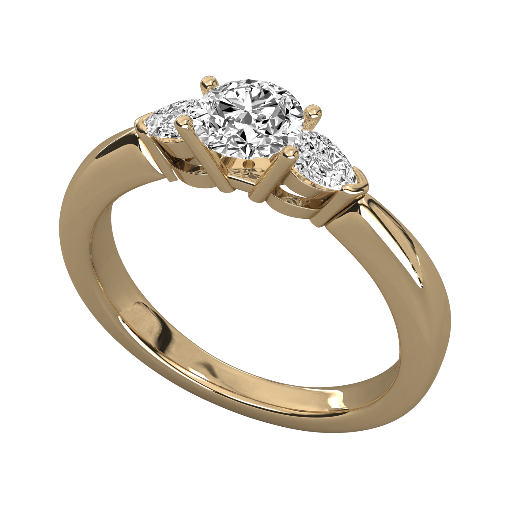 Keeva Jewels Round And Pear Cut Diamond 3 Stone Wedding Band - KJR5055