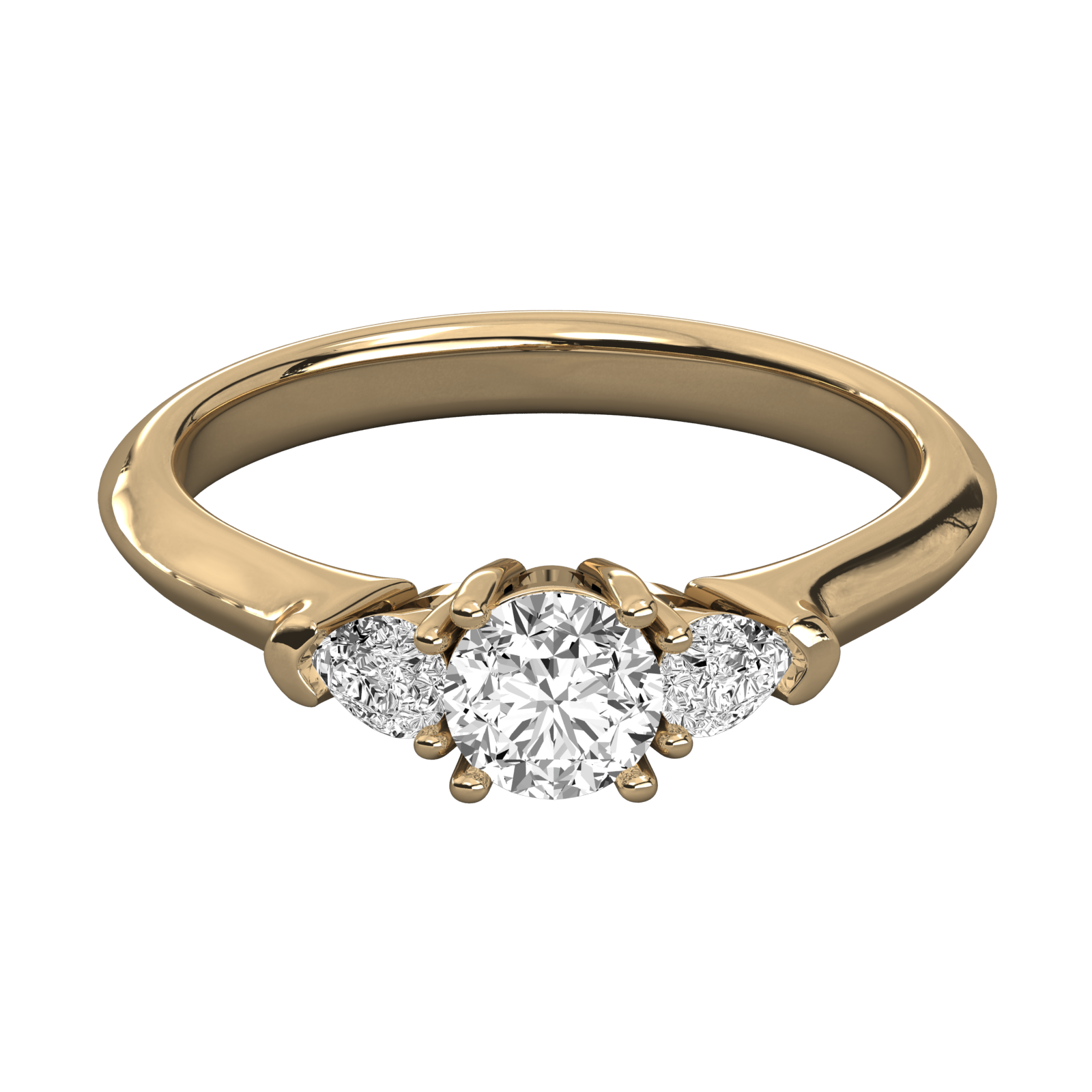 Keeva Jewels Round And Pear Cut Diamond 3 Stone Wedding Band - KJR5051