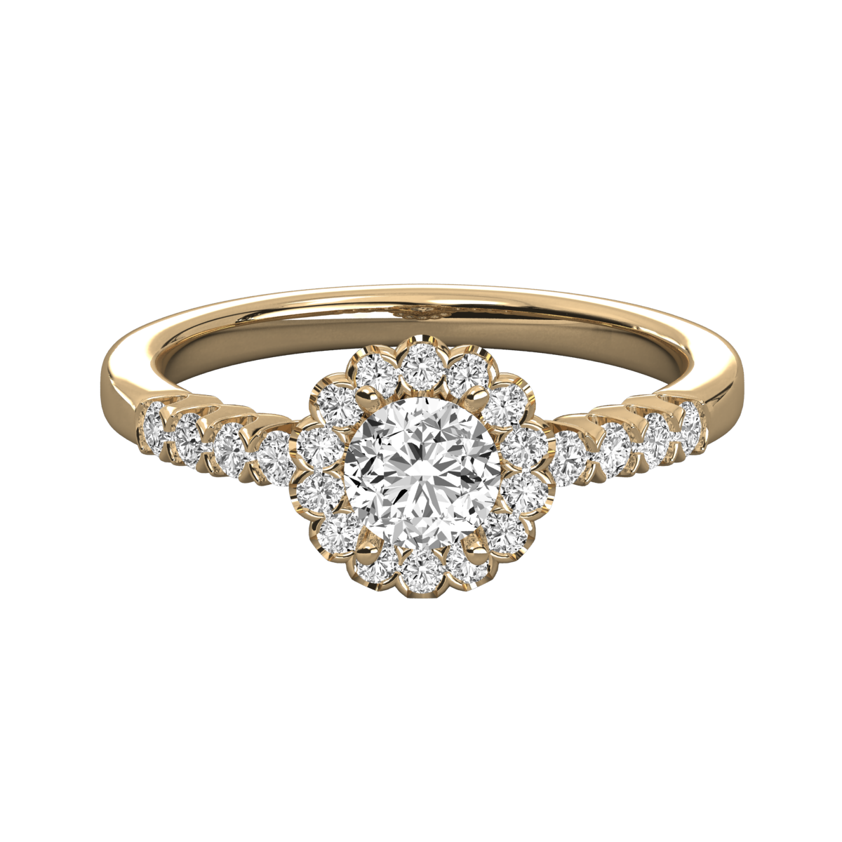 Keeva Jewels Round Diamond V Shape Prong Halo Engagement Ring - KJR5096