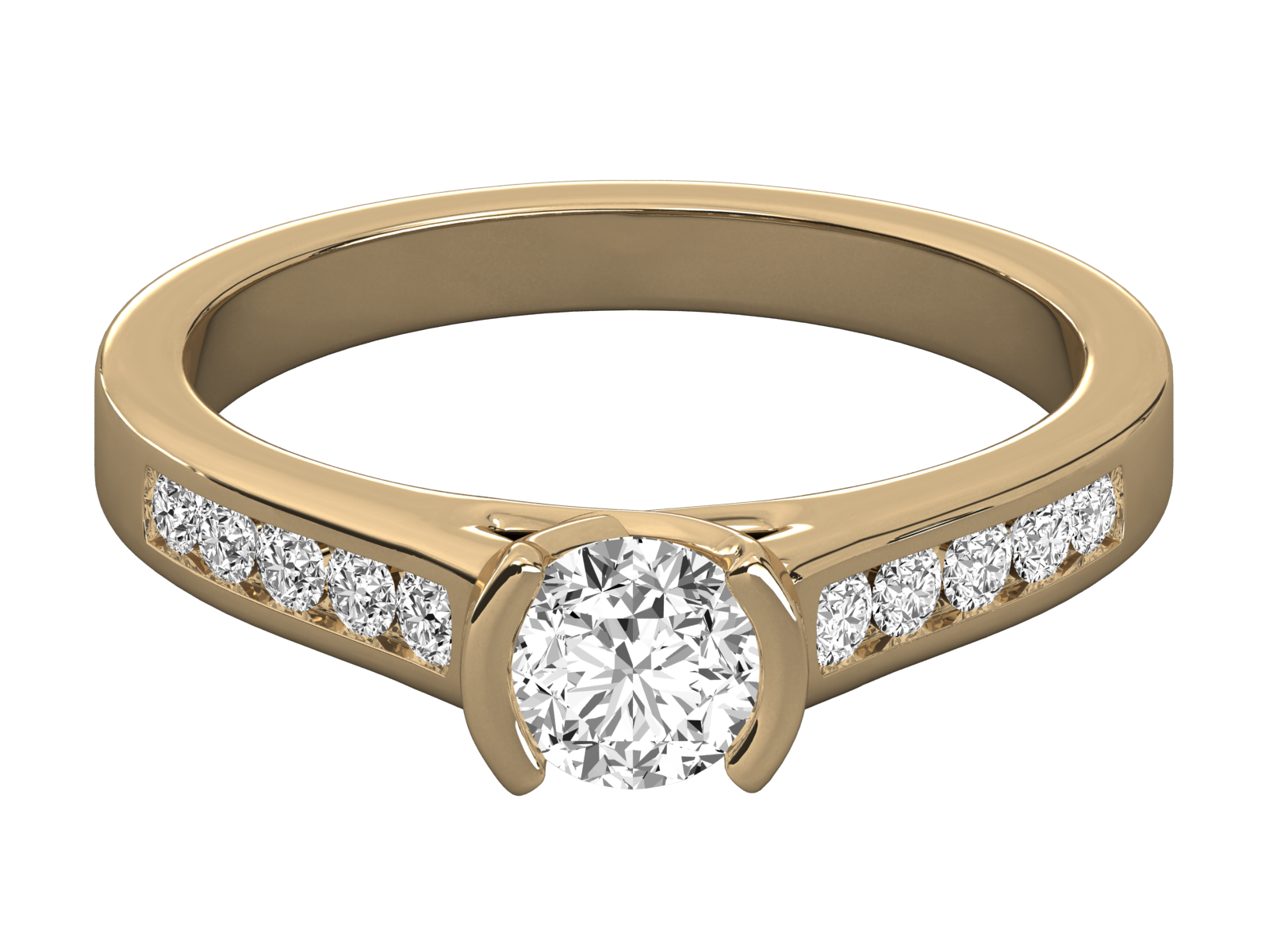 Keeva Jewels Round Diamond half Round Colet Designer Solitaire Ring - KJR5169