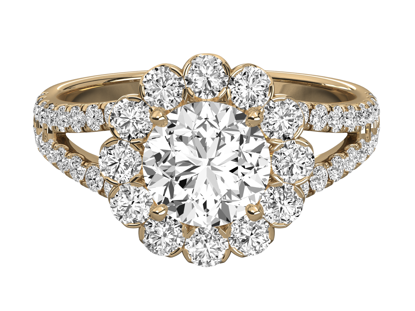 Keeva Jewels Round Diamond Flower Halo Engagement Ring -KJR5228