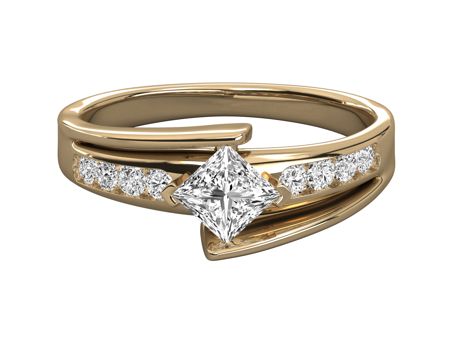 Keeva Jewels Round Diamond And Princess Cut Diamond Engagement Ring - KJR5232