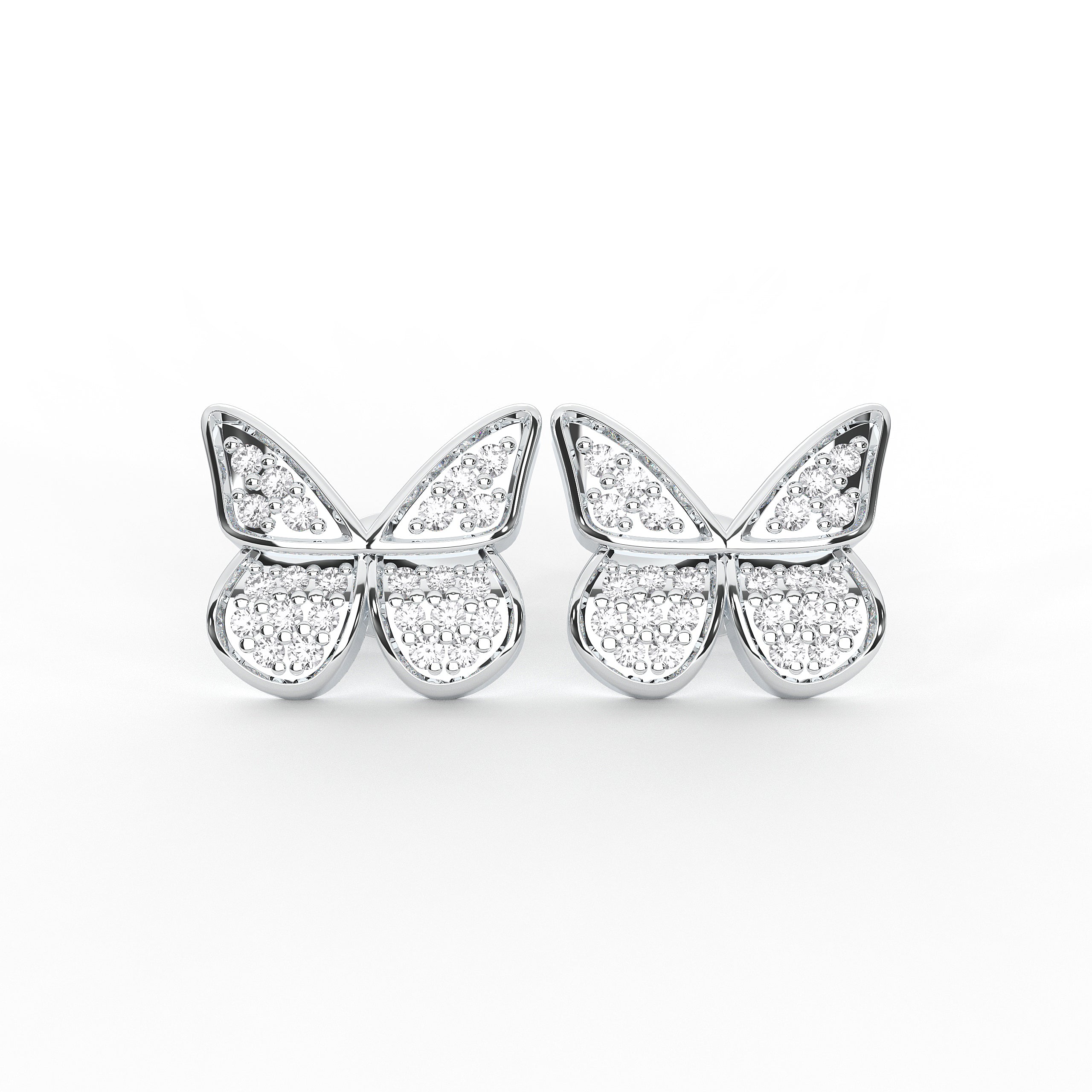 Butterfly Shape Lab Created 0.20 Ct Round Diamond Stud Earring For Women In Solid Gold