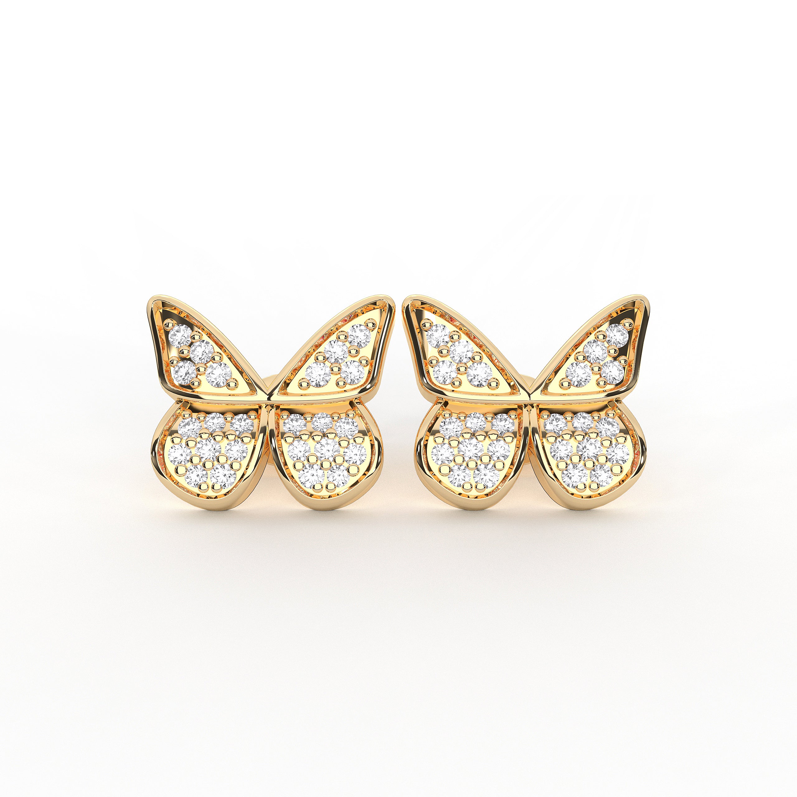 Butterfly Shape Lab Created 0.20 Ct Round Diamond Stud Earring For Women In Solid Gold