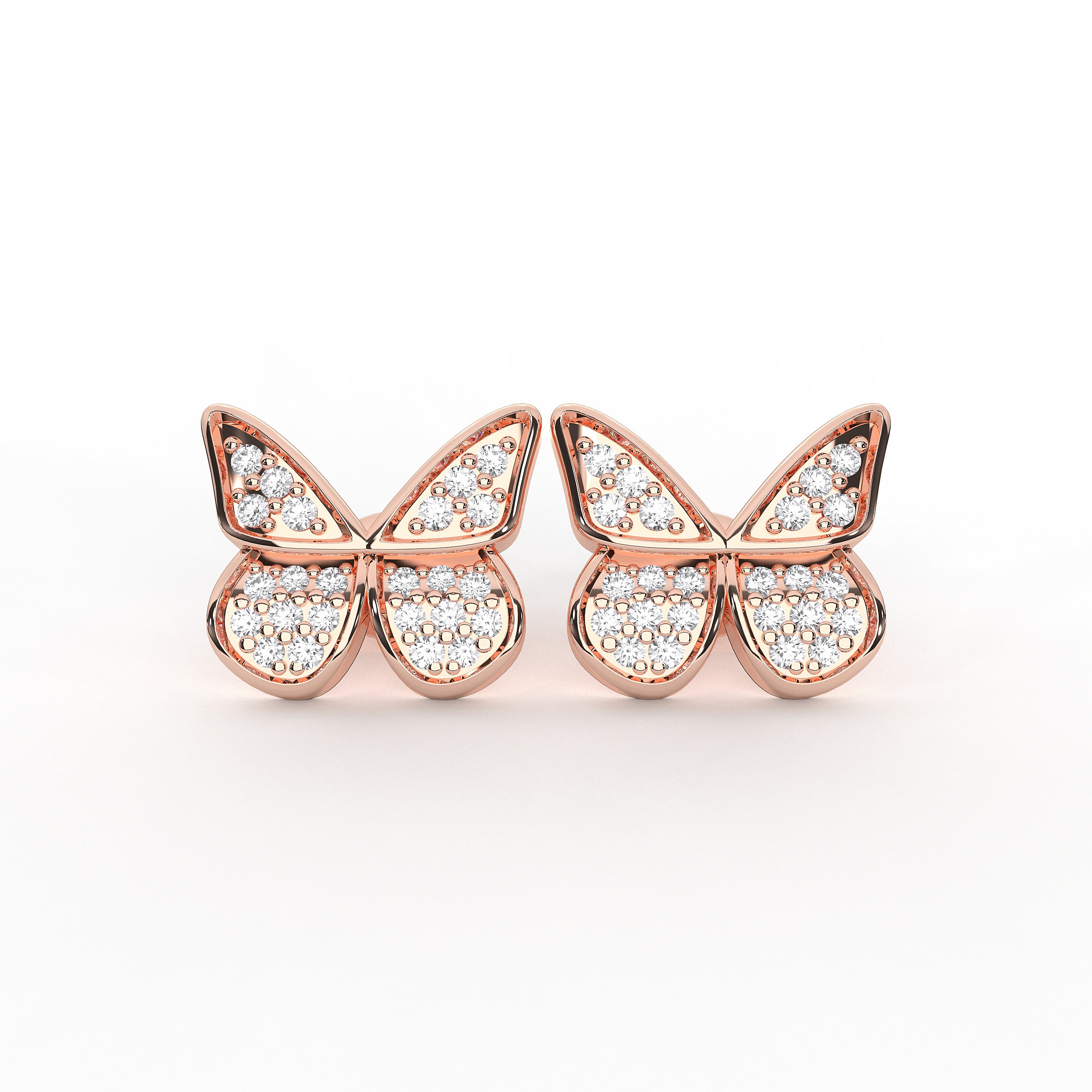 Butterfly Shape Lab Created 0.20 Ct Round Diamond Stud Earring For Women In Solid Gold