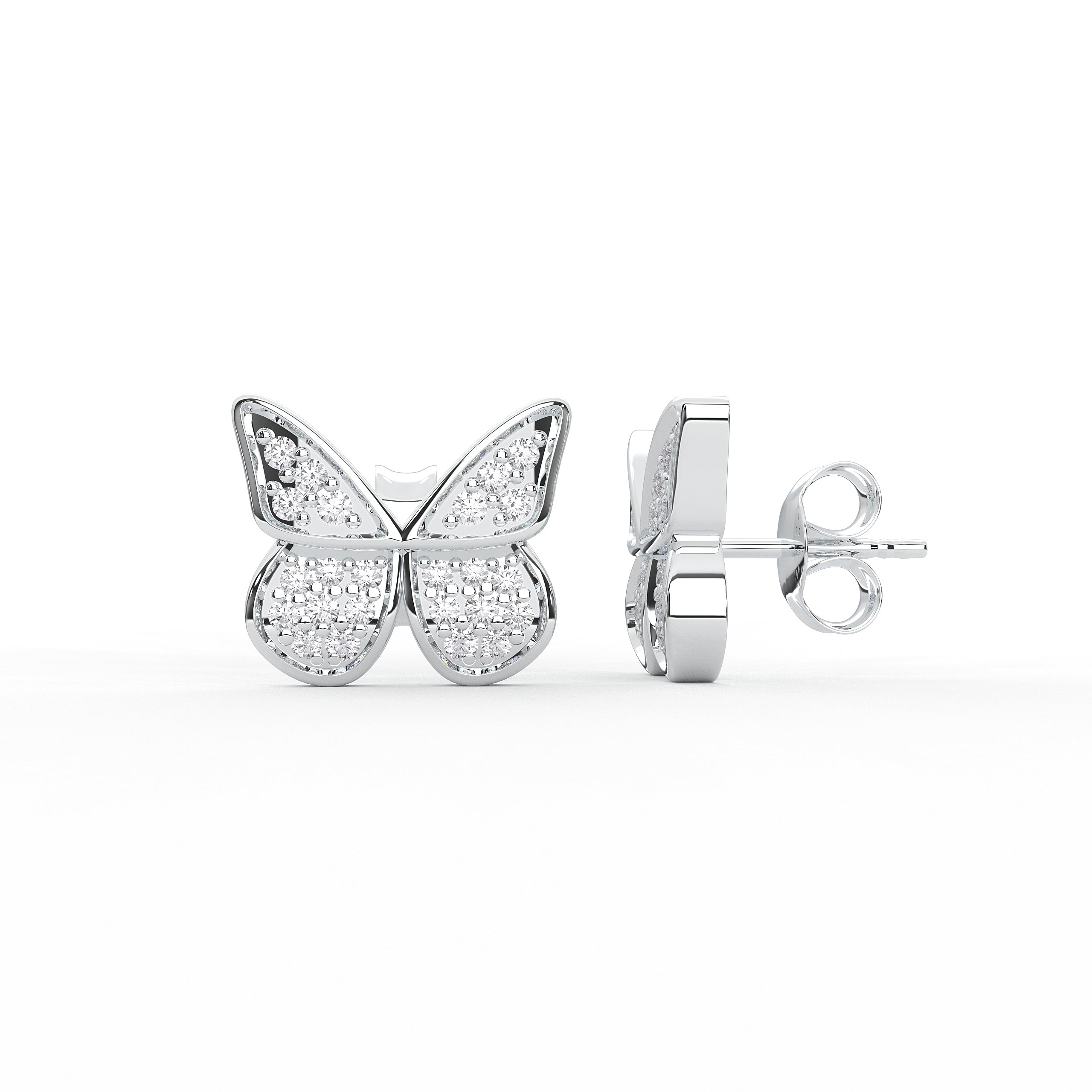 Butterfly Shape Lab Created 0.20 Ct Round Diamond Stud Earring For Women In Solid Gold
