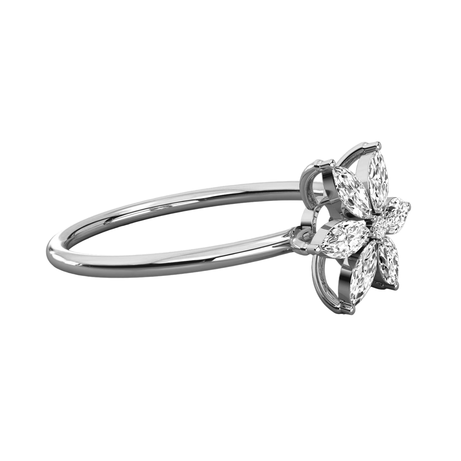 Keeva Jewels Marquise And Round Cut Diamond Flower Shape Wedding Band - KJR5367