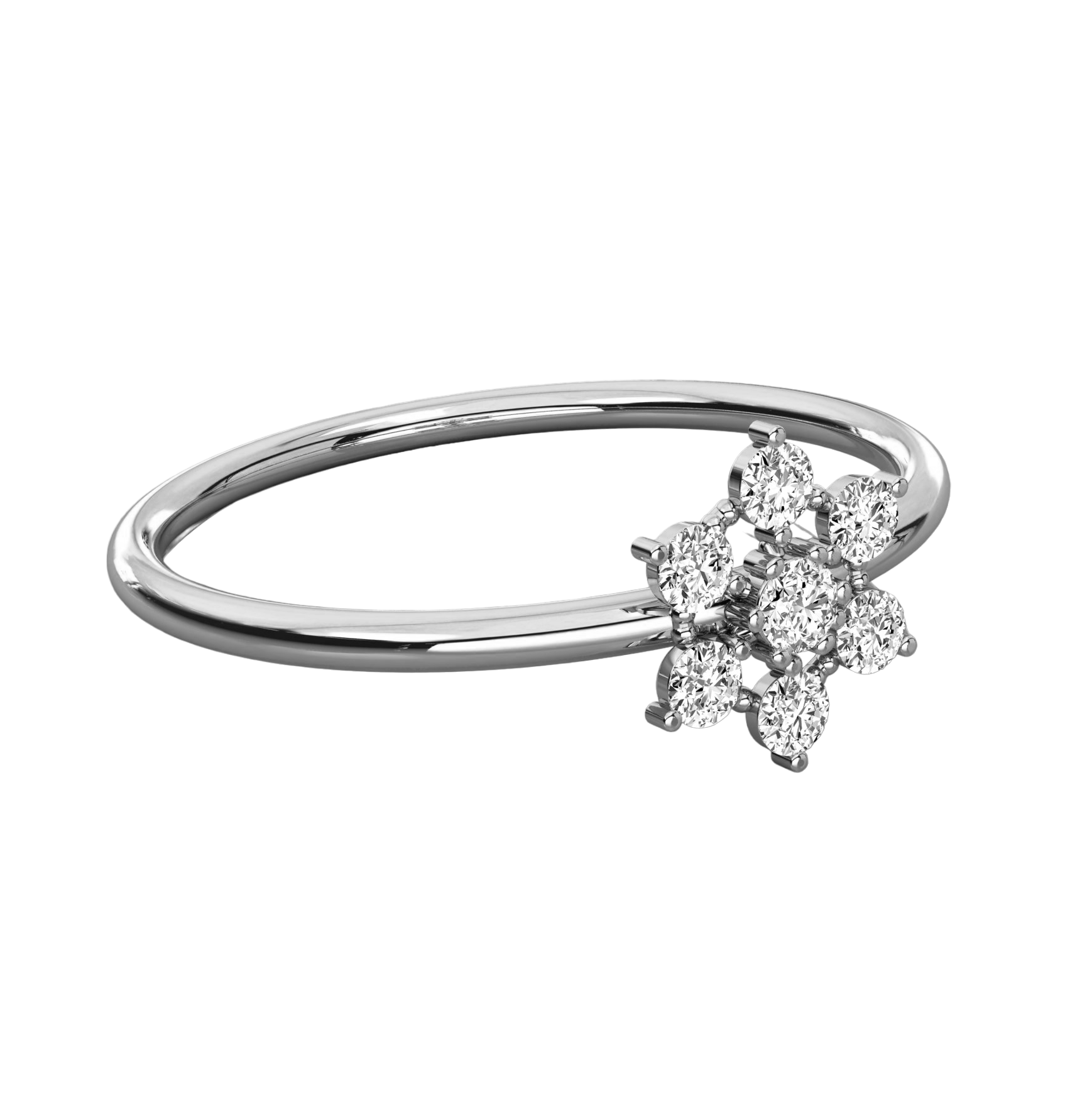 Keeva Jewels Round Diamond Small Flower Desing Wedding Band - KJR5388