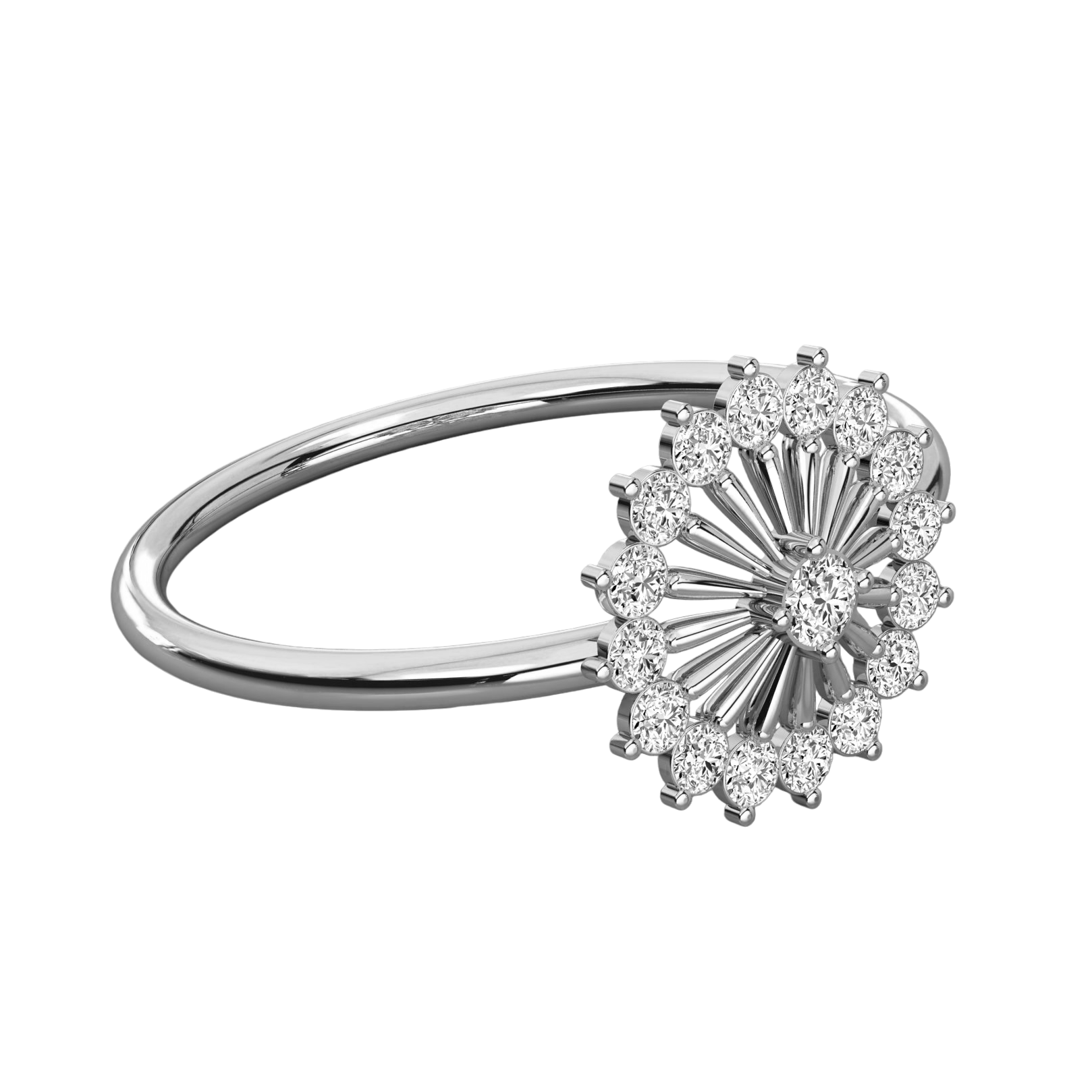 Keeva Jewels Round Diamond Sun Flower Desing Wedding Band - KJR5390