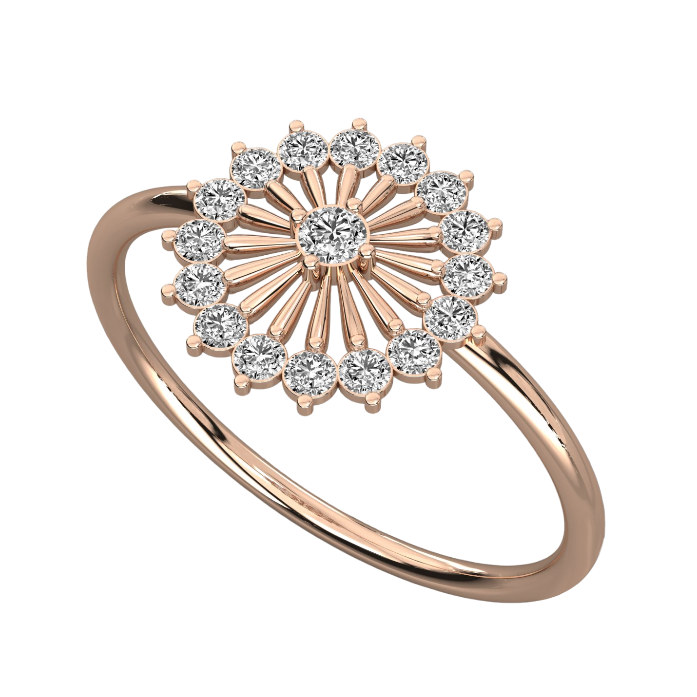 Keeva Jewels Round Diamond Sun Flower Desing Wedding Band - KJR5390