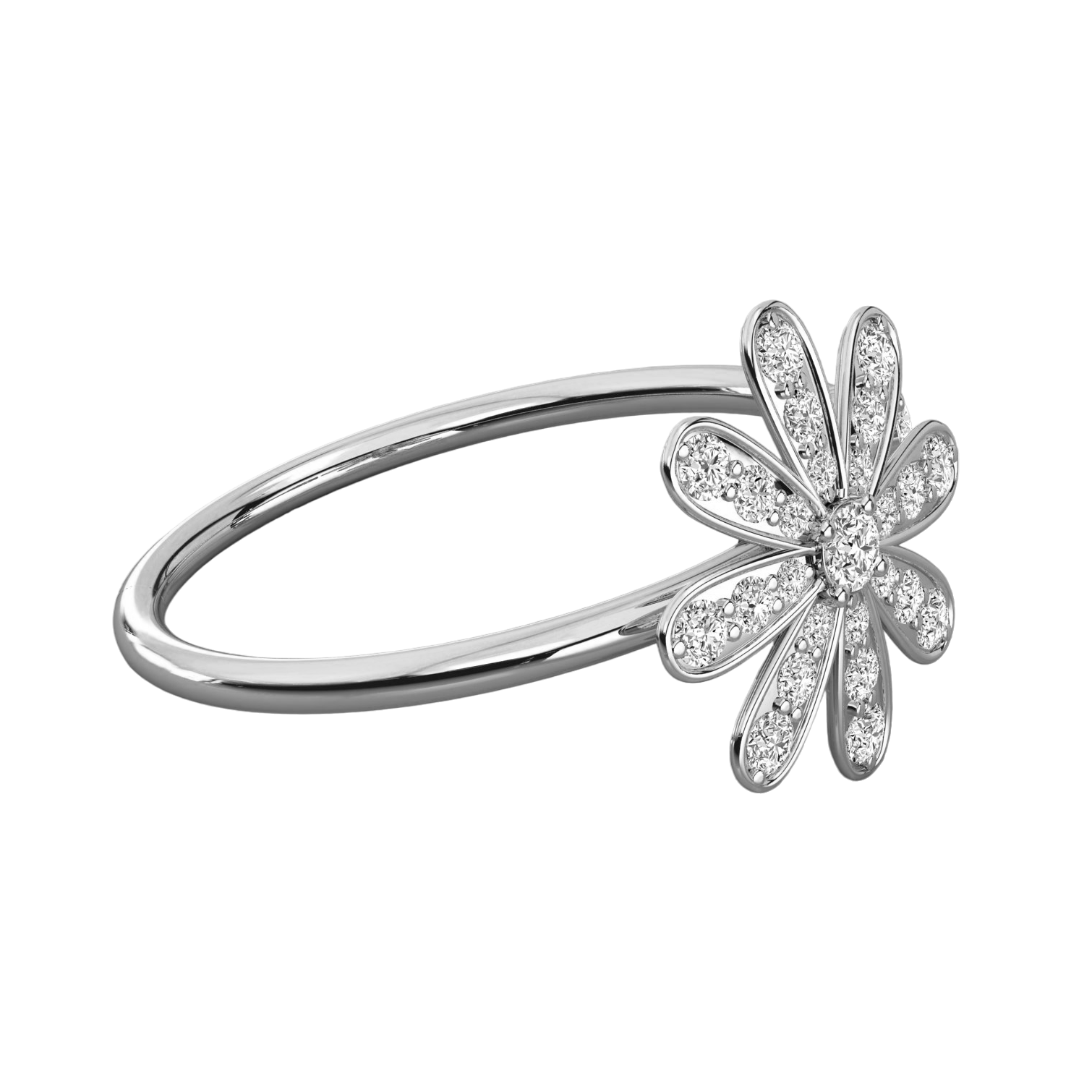 Keeva Jewels Round Diamond Adjustable Flower Design Wedding Band - KJR5407