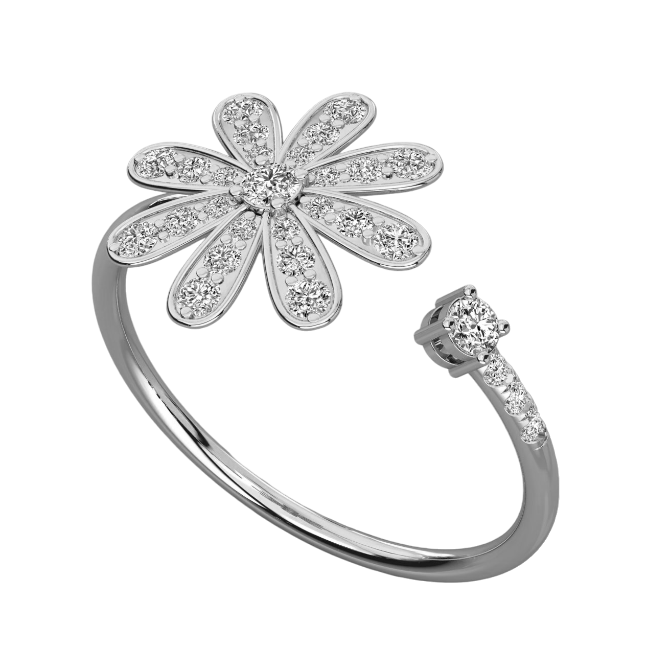 Keeva Jewels Round Diamond Adjustable Flower Design Wedding Band - KJR5407