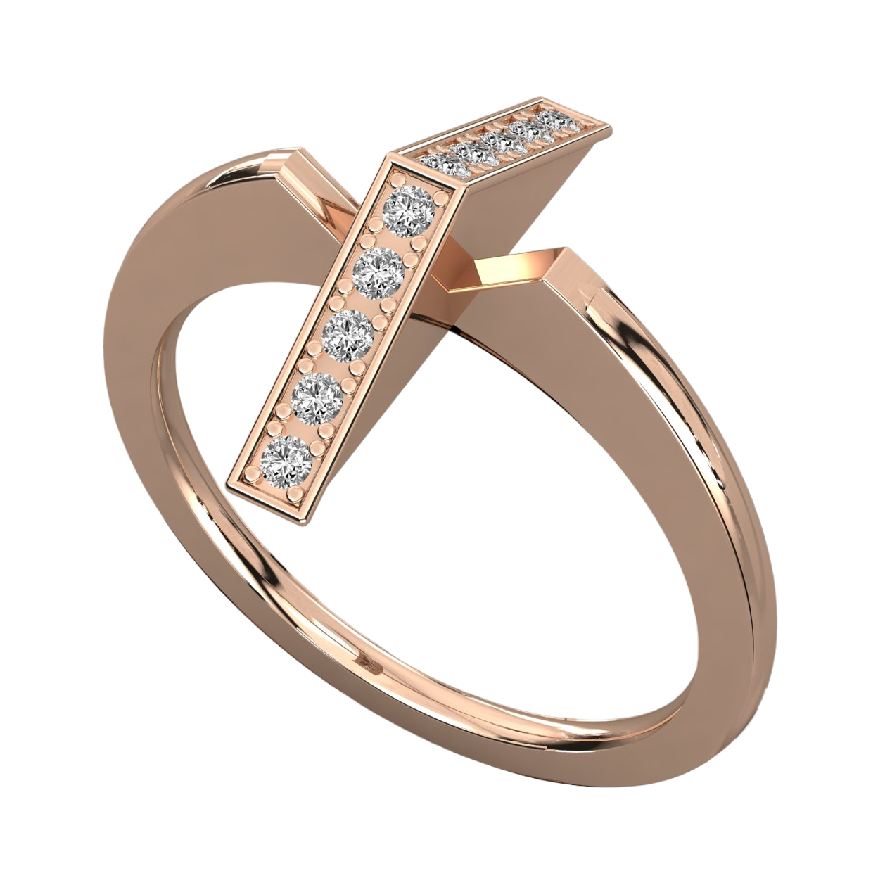 Keeva Jewels Round Diamond Unique Triangle Shape Wedding Band - KJR5457