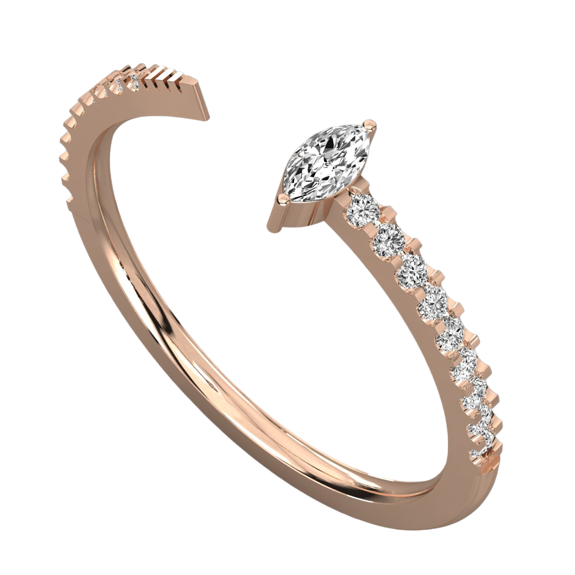 Keeva Jewels Round And Marquise Diamond Snake Tail Design Wedding Band - KJR5467