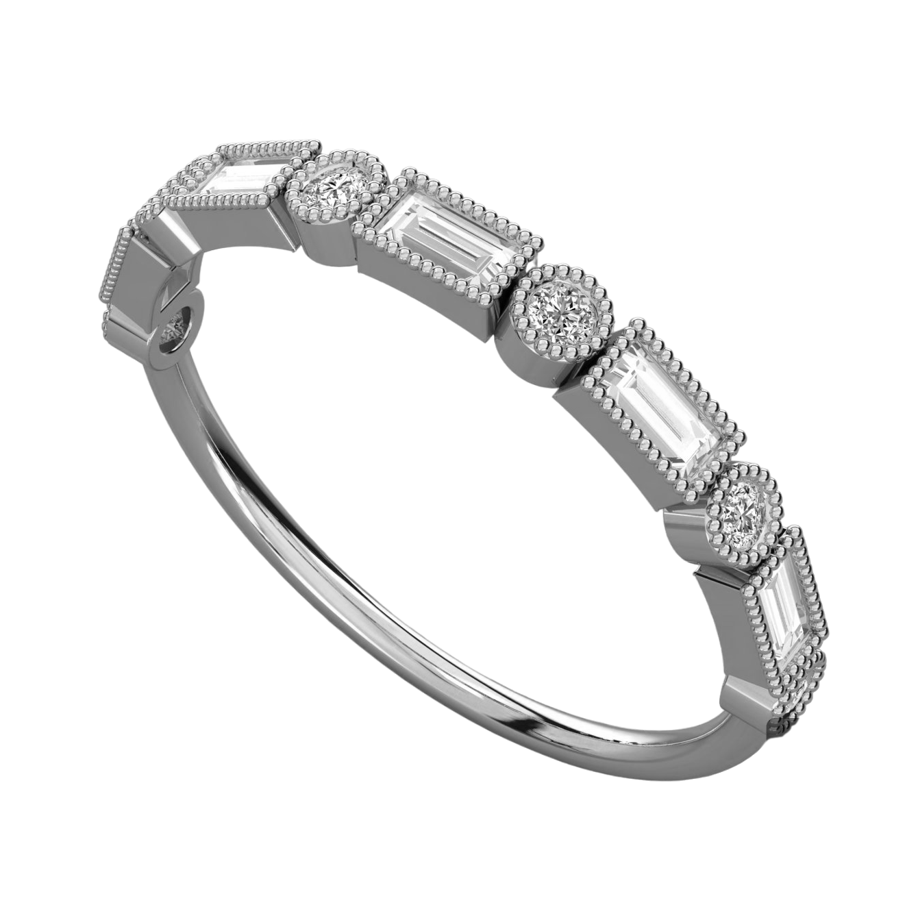 Keeva Jewels Round And Baguette Diamond Designer Wedding Band - KJR5468