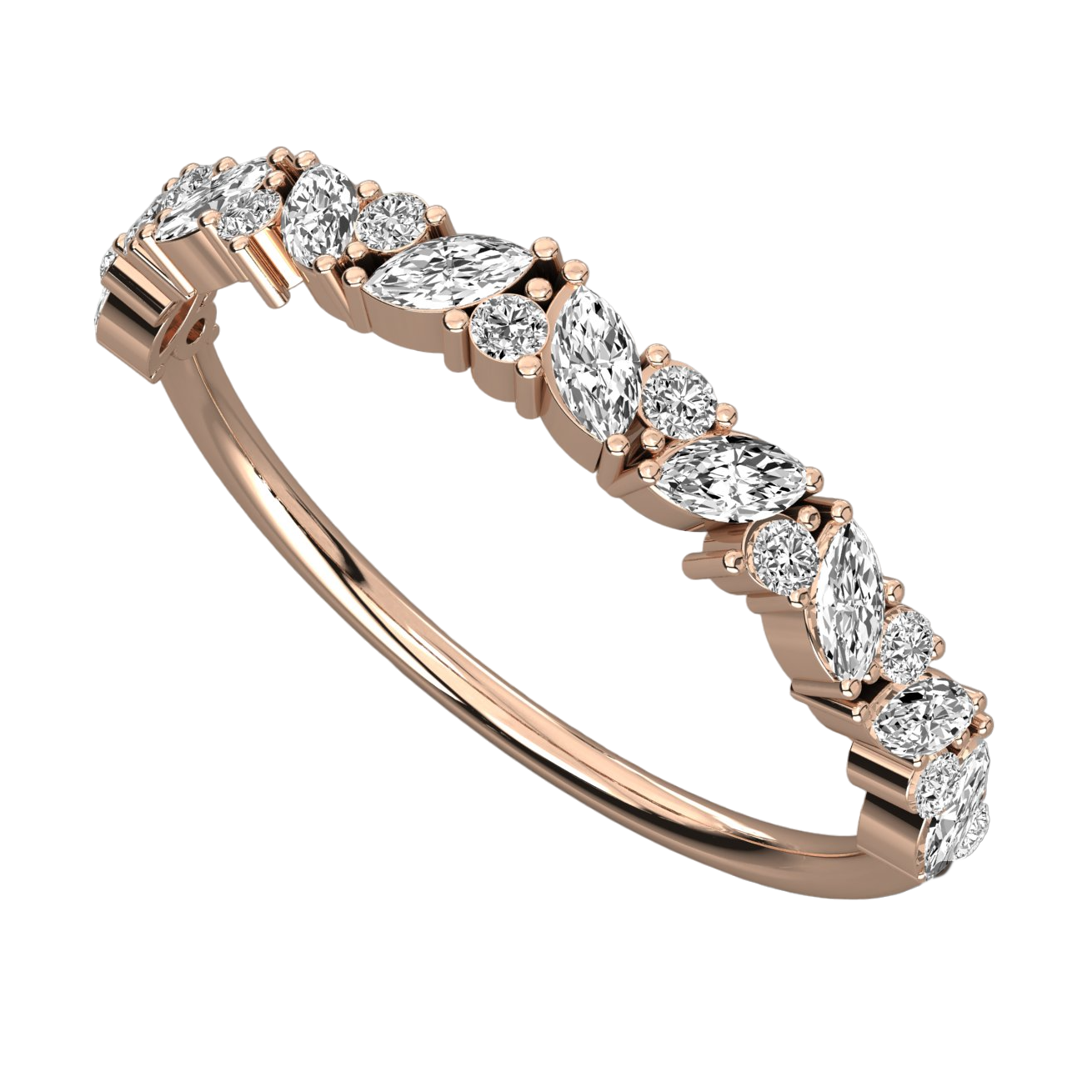 Keeva Jewels Round And Marquise Diamond Wedding Band - KJR5475