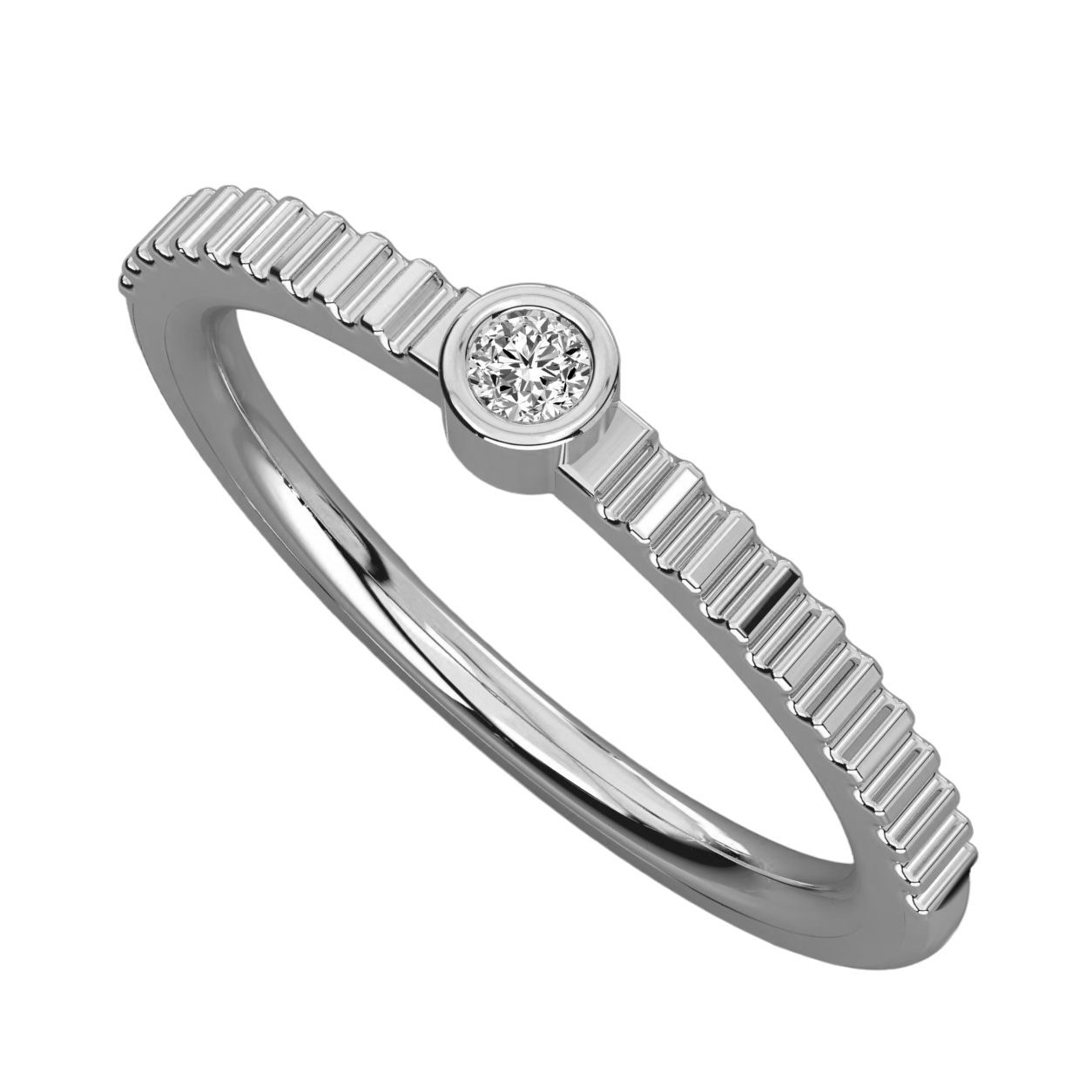 Keeva Jewels Round Diamond Staire Design Shank Wedding Band - KJR5484