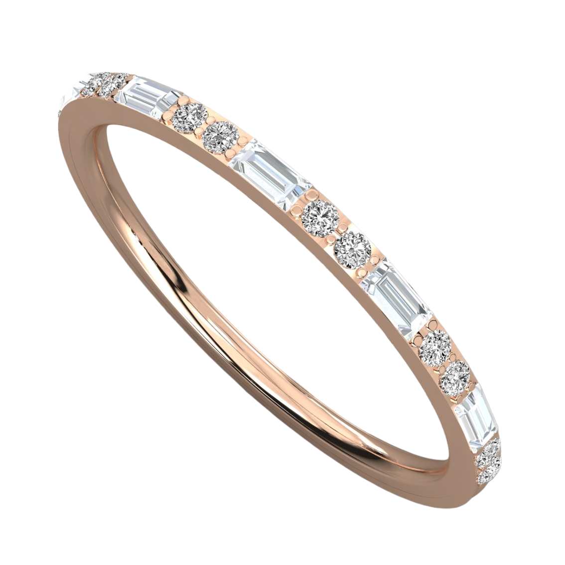 Keeva Jewels Round And Baguette Diamond Designer Wedding Band - KJR5500