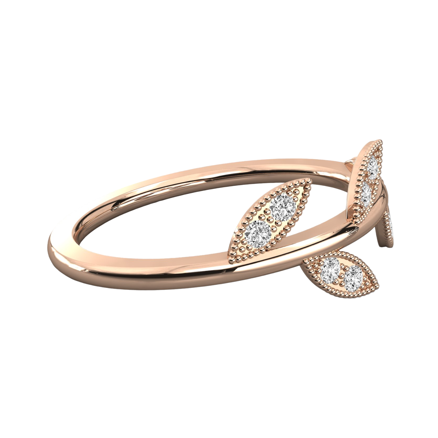 Keeva Jewels Round Diamond Leaf Design Wedding Band - KJR5514