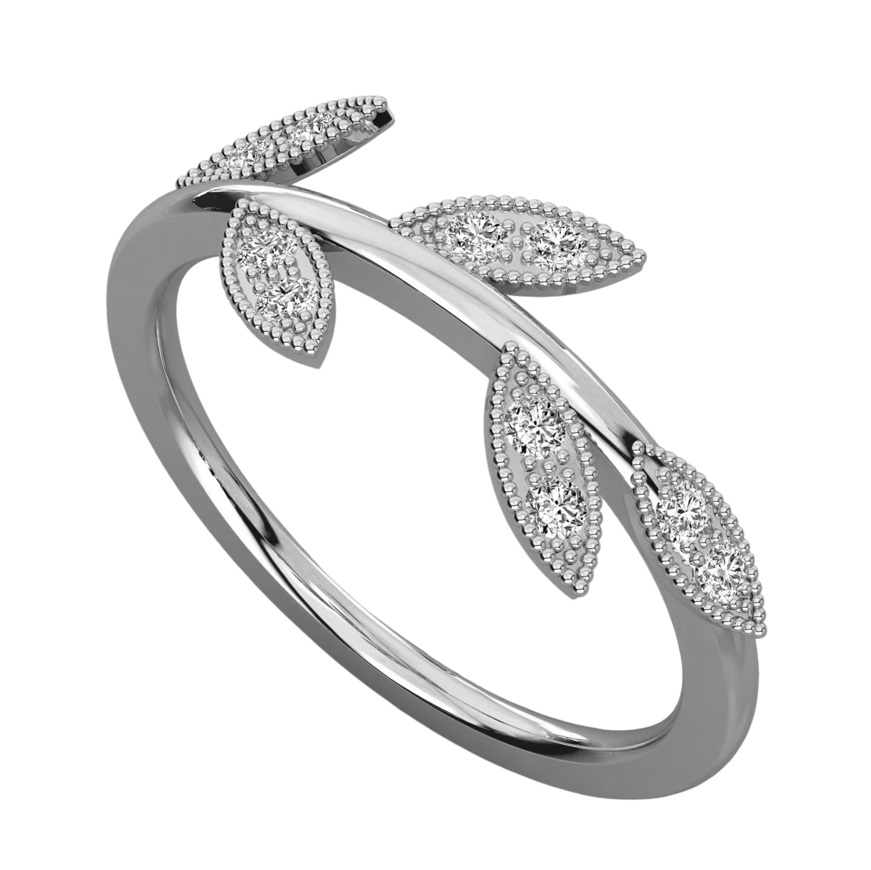 Keeva Jewels Round Diamond Leaf Design Wedding Band - KJR5514