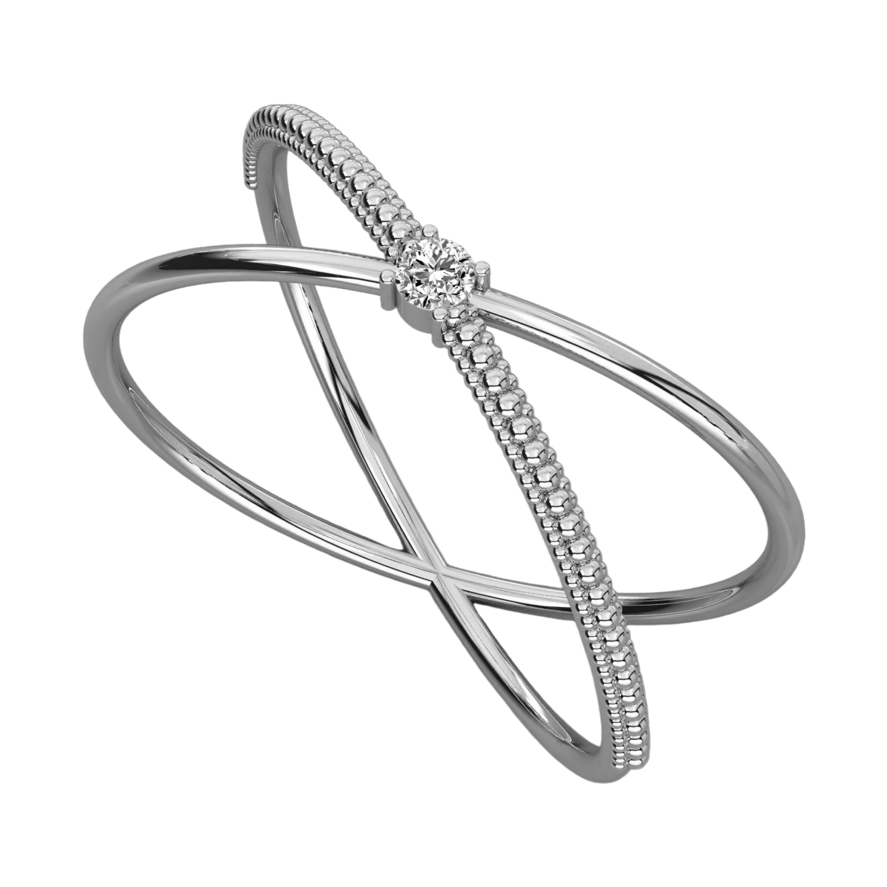 Keeva Jewels Round Diamond Dainty Criss Cross Design Wedding Band - KJR5520