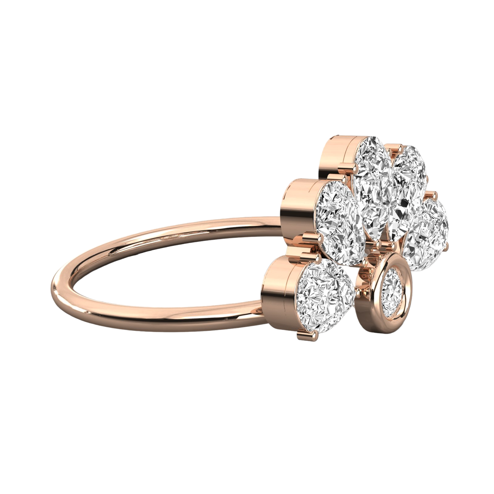 Keeva Jewels Round And Pear Diamond Half Flower Wedding Band - KJR5556