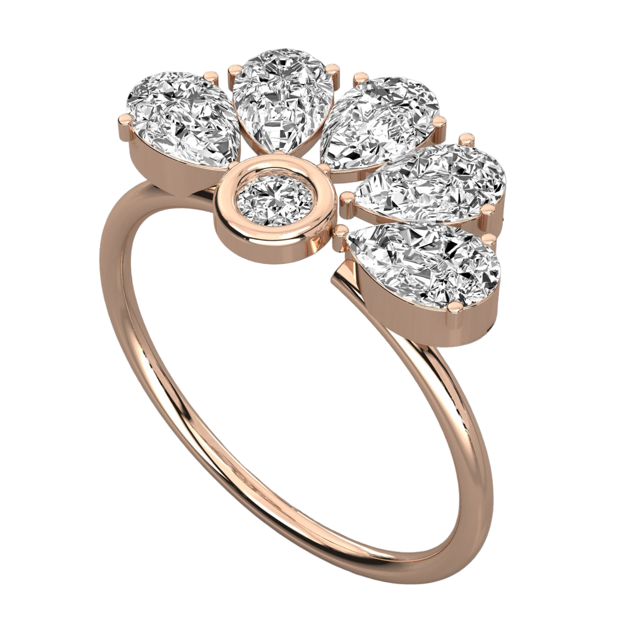 Keeva Jewels Round And Pear Diamond Half Flower Wedding Band - KJR5556