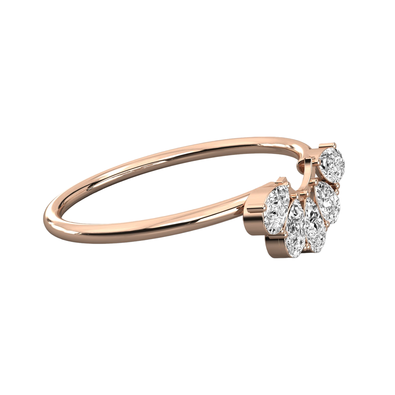 Keeva Jewels Pear Diamond Half Flower Wedding Band - KJR5557