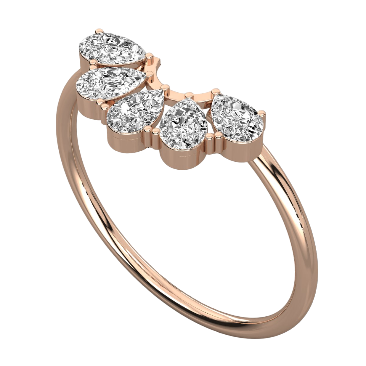 Keeva Jewels Pear Diamond Half Flower Wedding Band - KJR5557