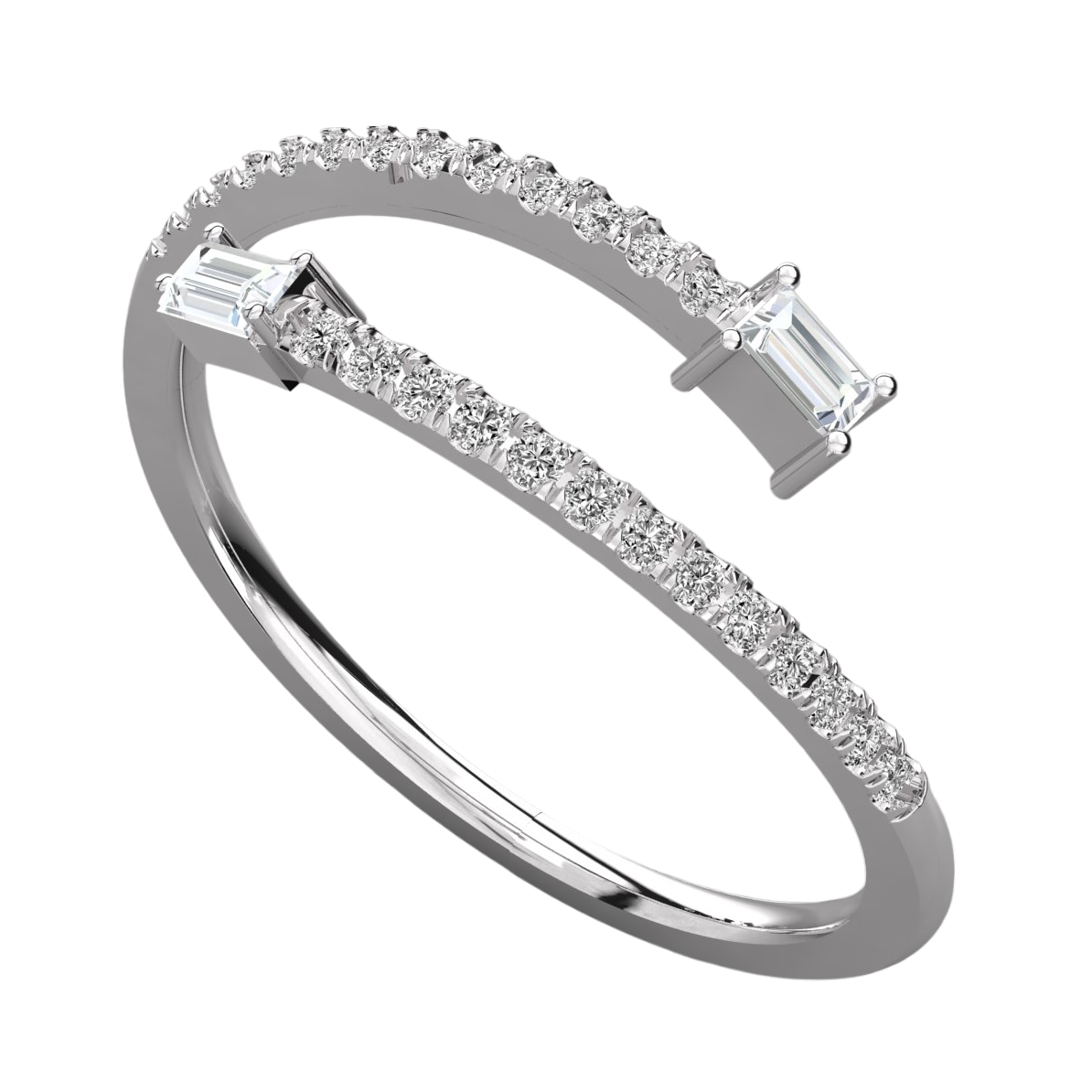 Keeva Jewels Baguette And Round Cut Diamond Devide Shank Wedding Band - KJR5267