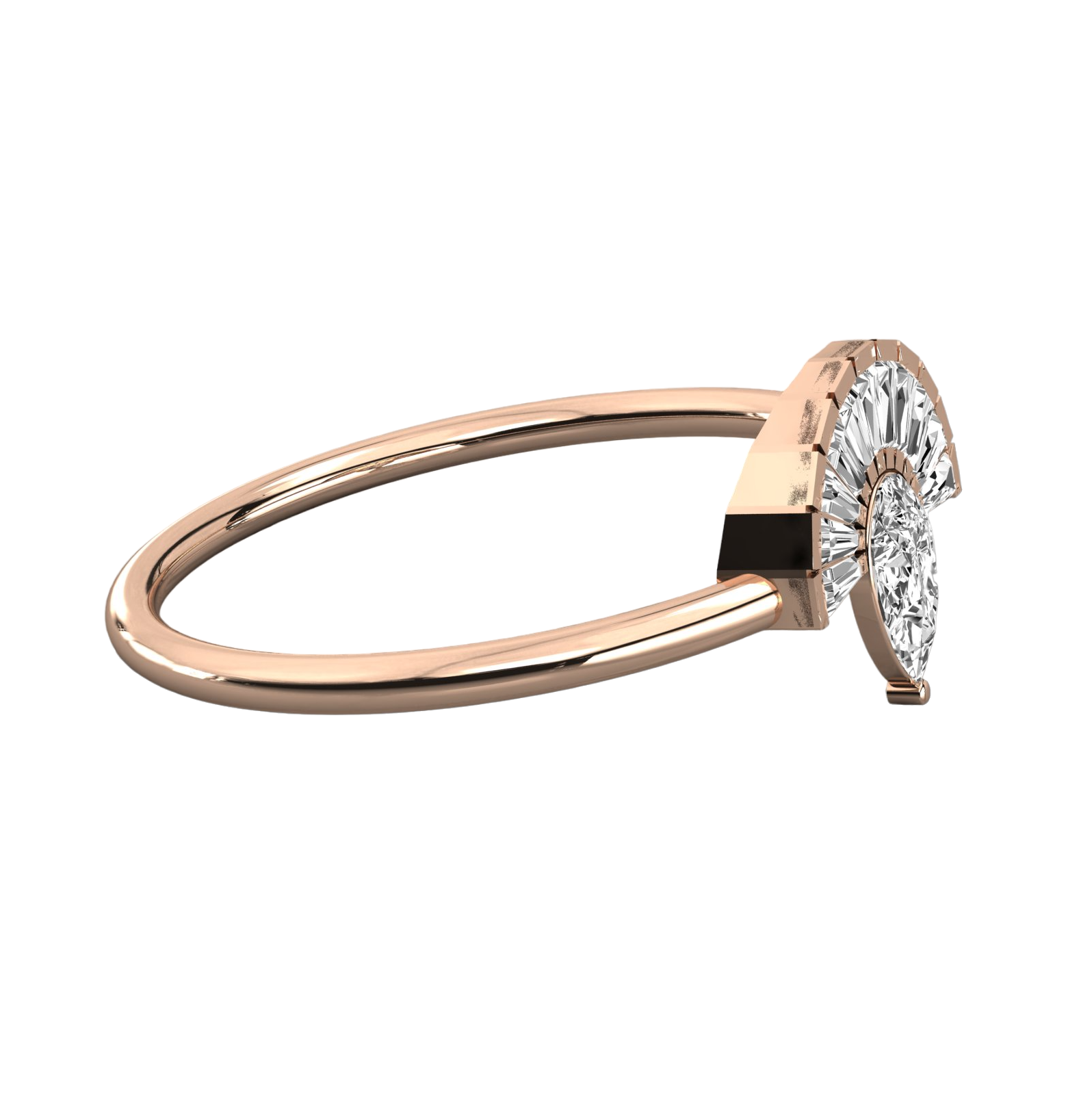 Keeva Jewels Bugette And Pear Diamond Unique Wedding Band - KJR5559