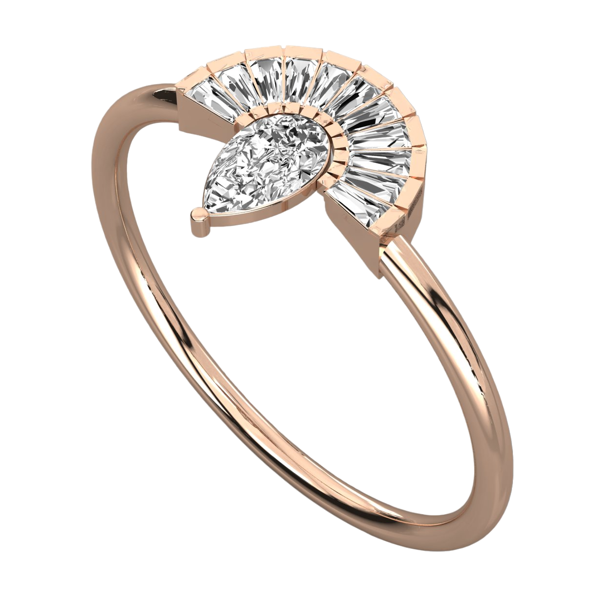 Keeva Jewels Bugette And Pear Diamond Unique Wedding Band - KJR5559