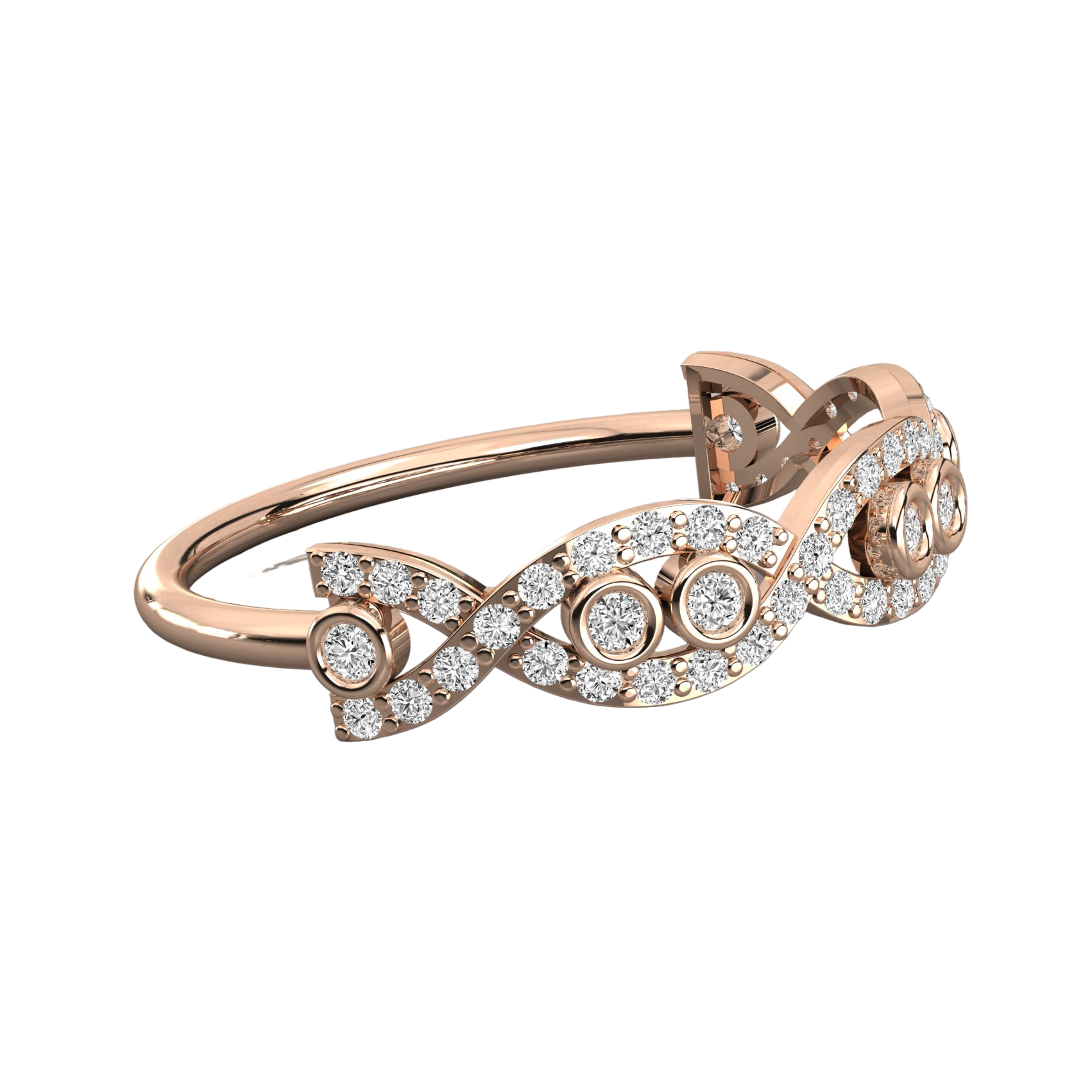 Keeva Jewels Round Diamond Unique Wired Shape Shank Wedding Band - KJR5560