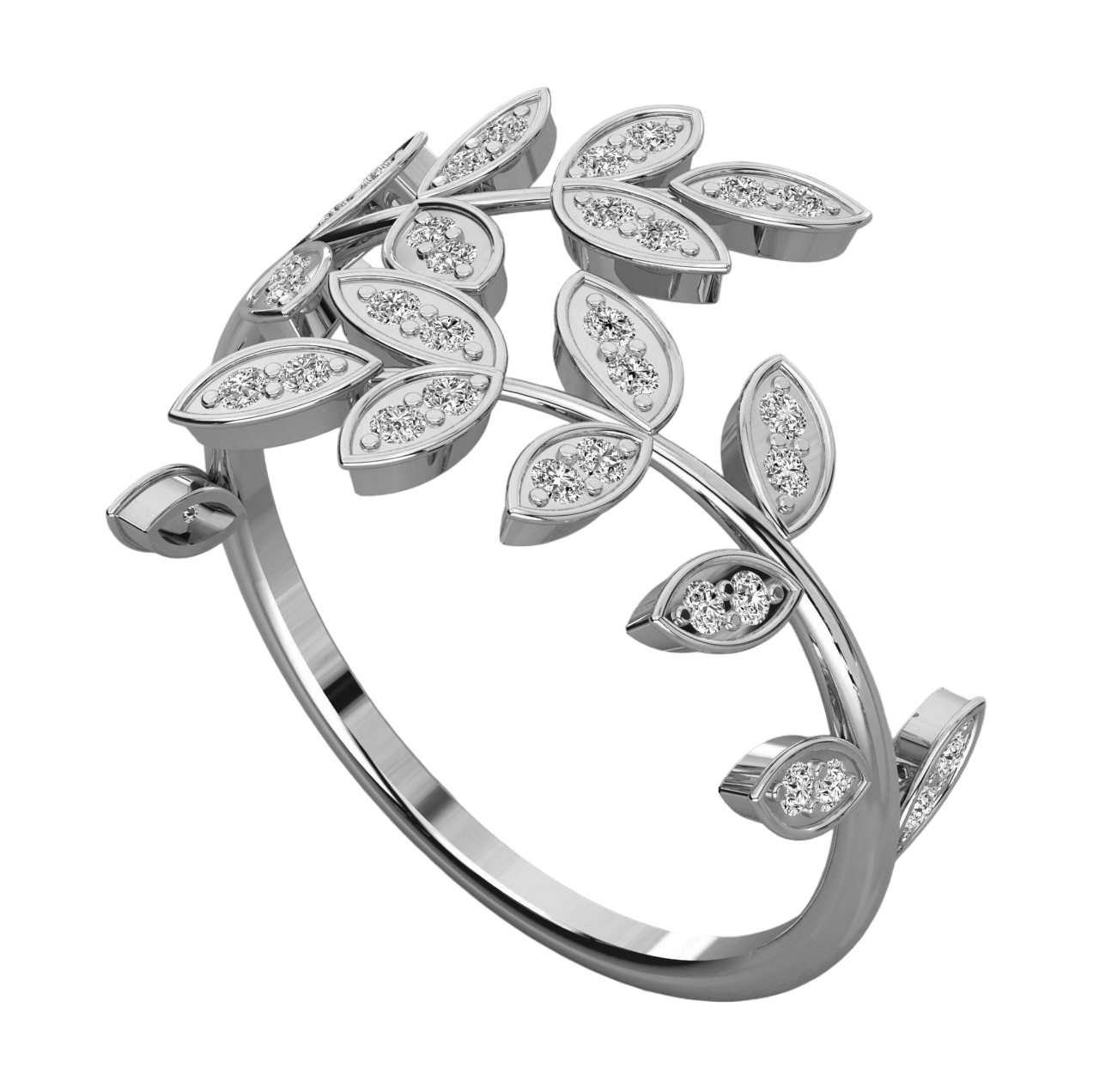 Keeva Jewels Round Diamond Leaf Branch Wedding Band - KJR5570