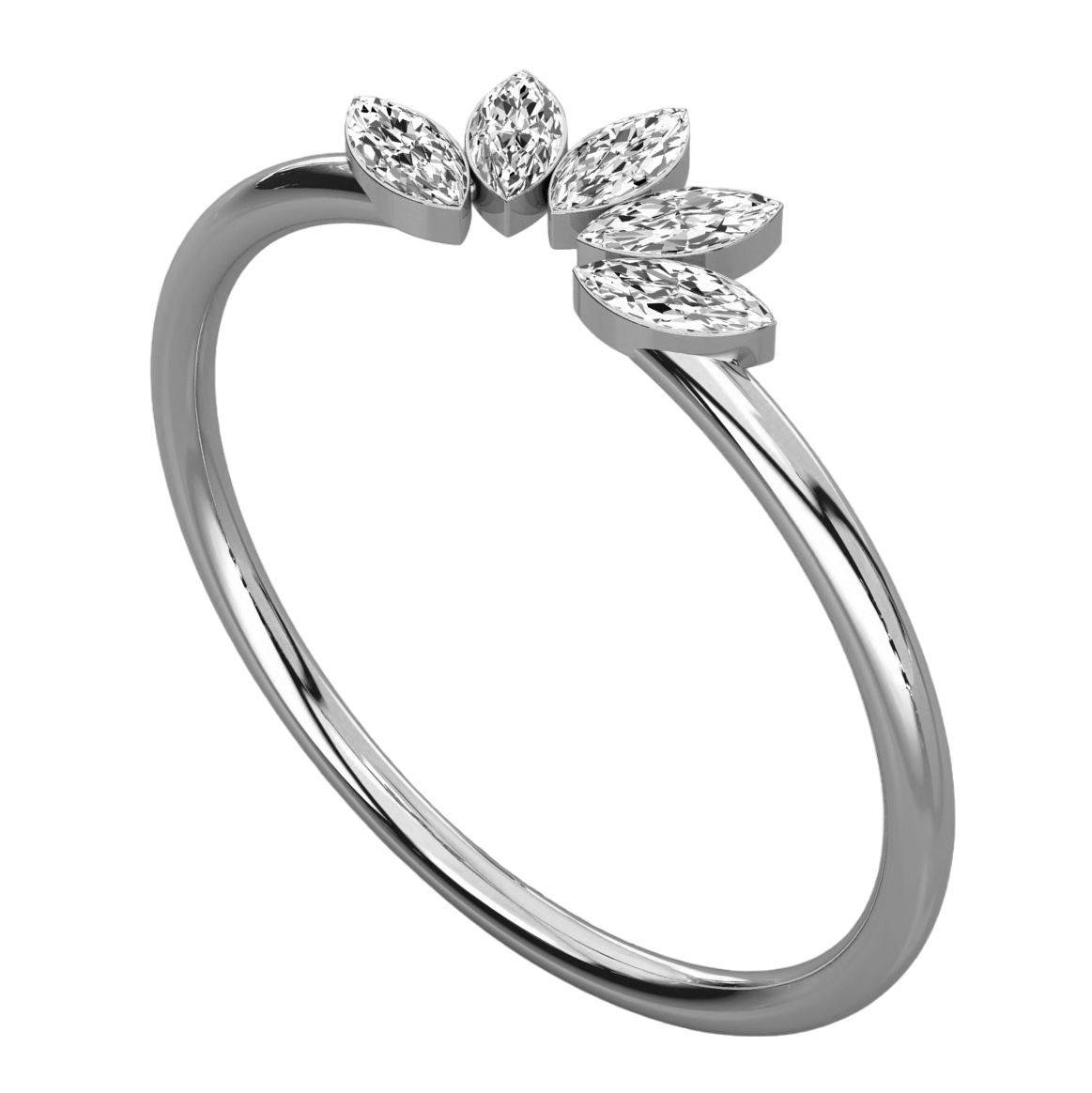 Keeva Jewels MArquise Diamond Flower Design Wedding Band - KJR5584