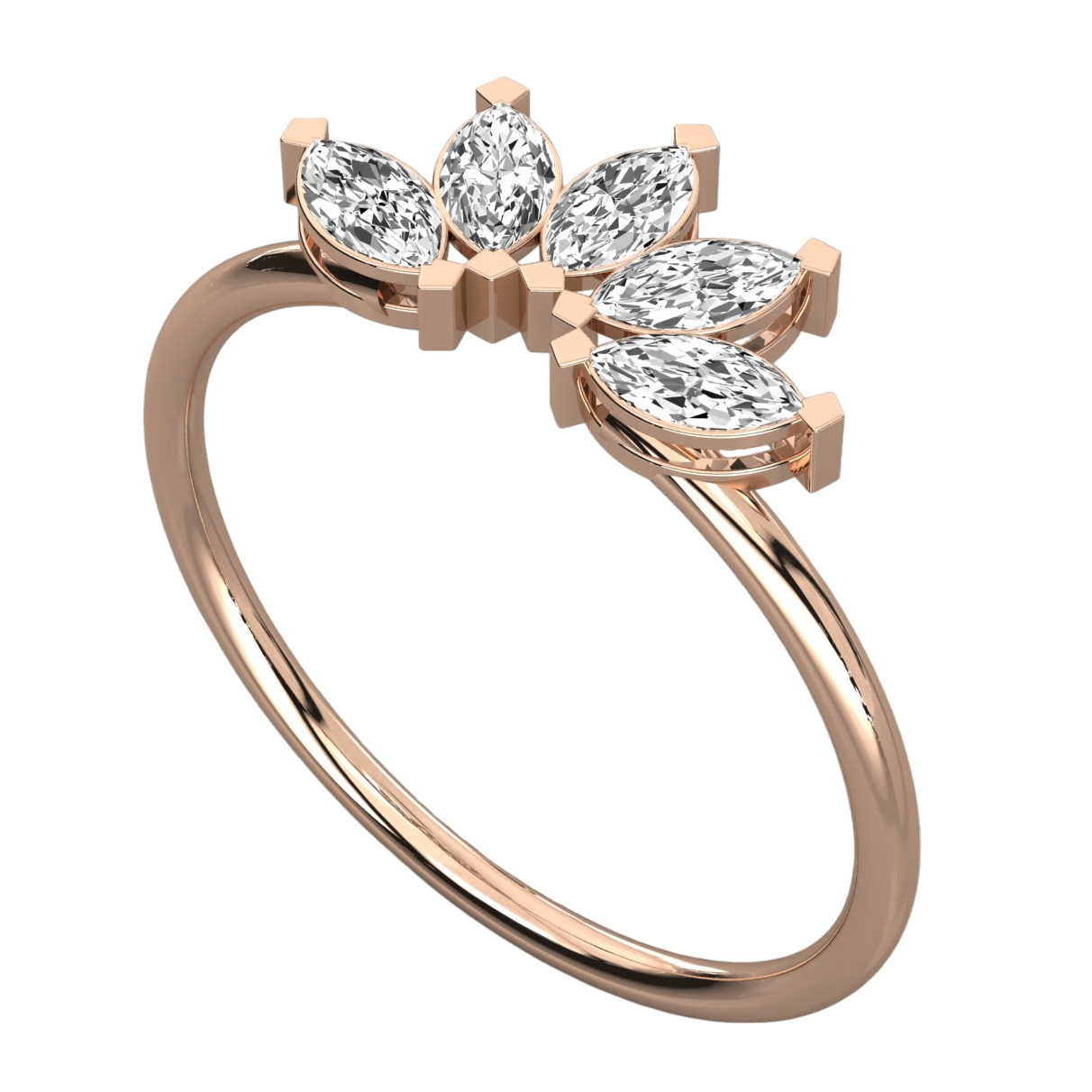 Keeva Jewels MArquise Diamond Flower Design Wedding Band - KJR5585