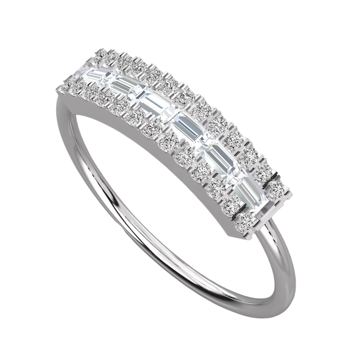 Keeva Jewels Baguette And Round Cut Diamond Halo Wedding Band - KJR5283