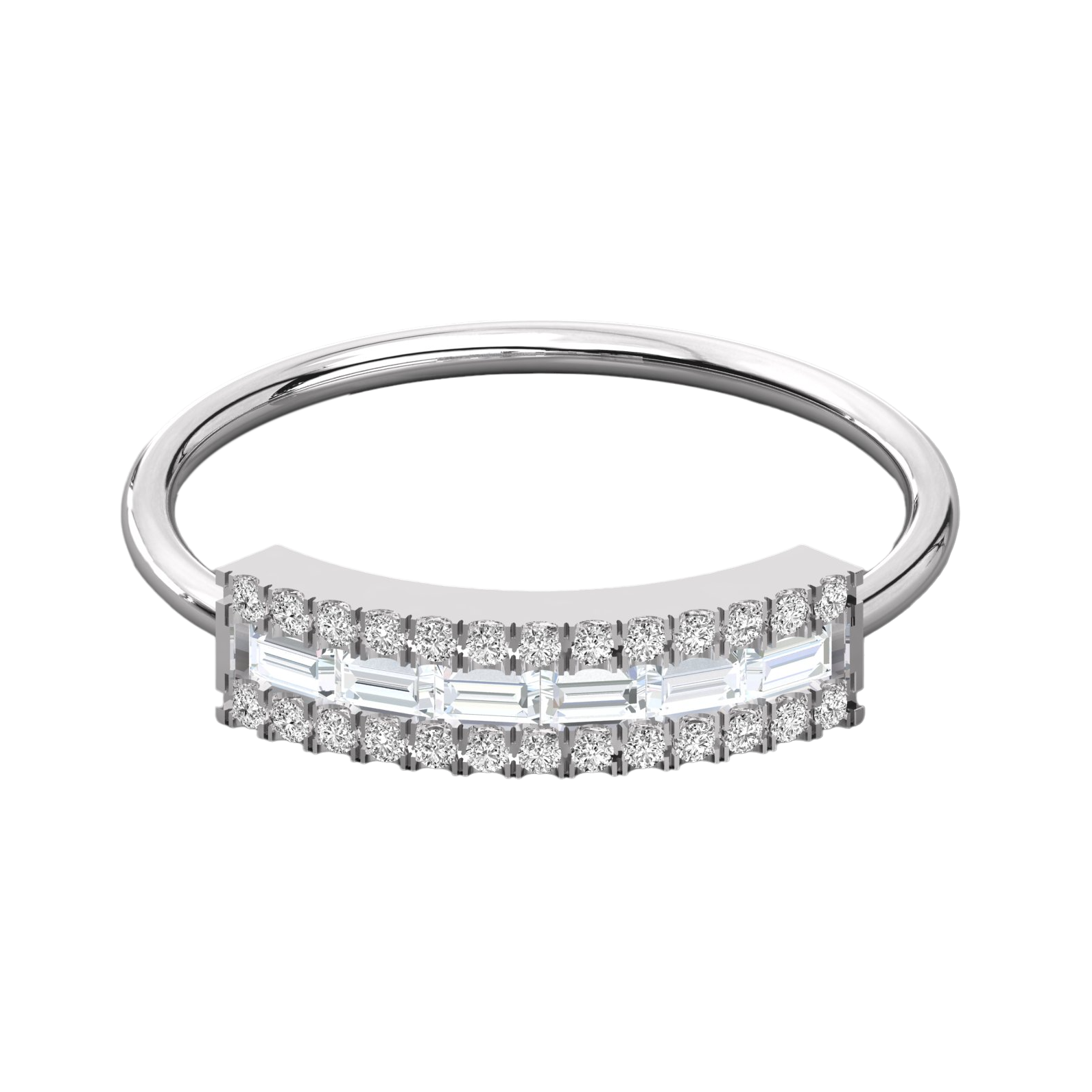 Keeva Jewels Baguette And Round Cut Diamond Halo Wedding Band - KJR5283