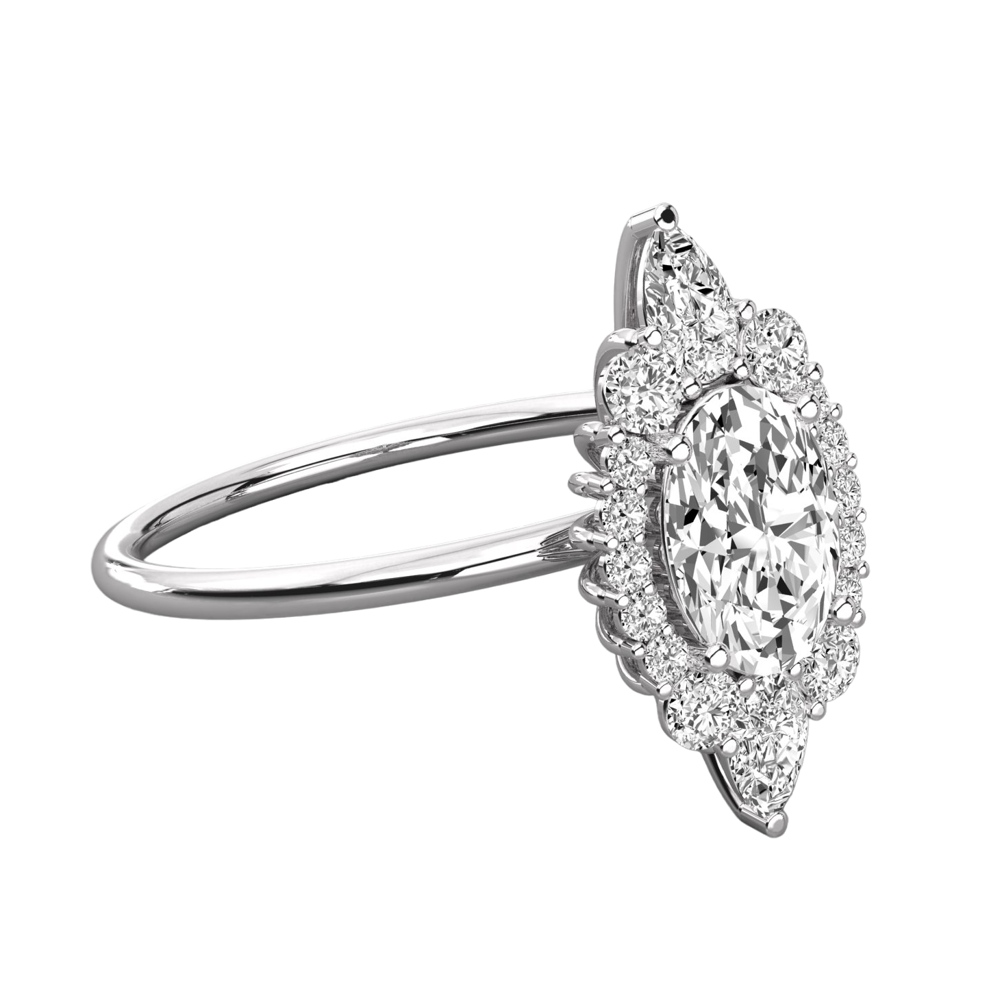 Keeva Jewels Oval Round And Pear Diamond Halo Wedding Band - KJR5300