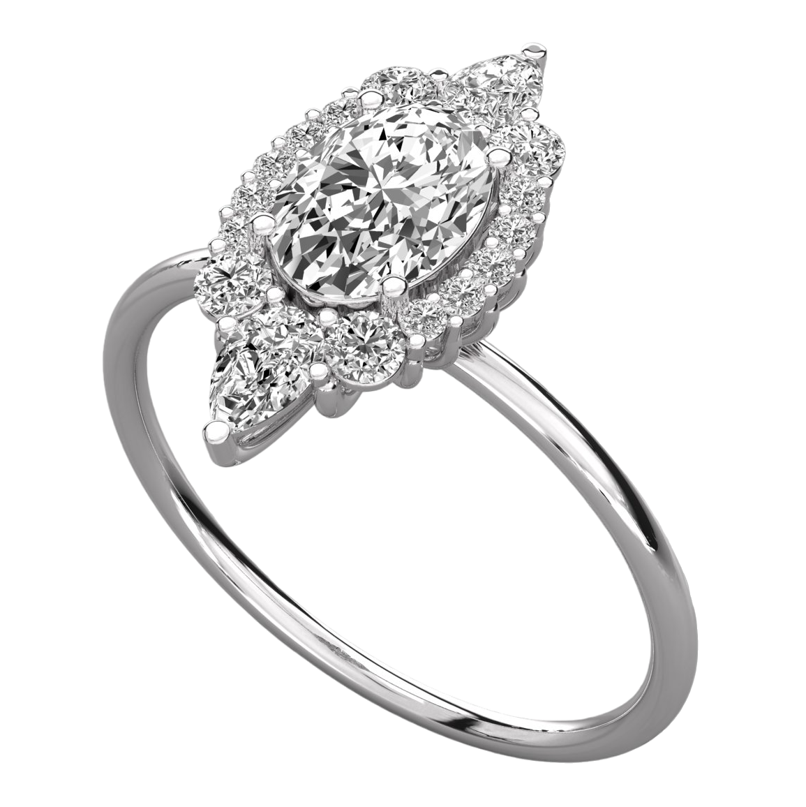 Keeva Jewels Oval Round And Pear Diamond Halo Wedding Band - KJR5300