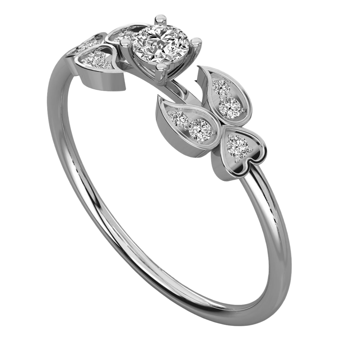 Keeva Jewels Round Diamond Heart and Leaf Design Wedding Band - KJR5586